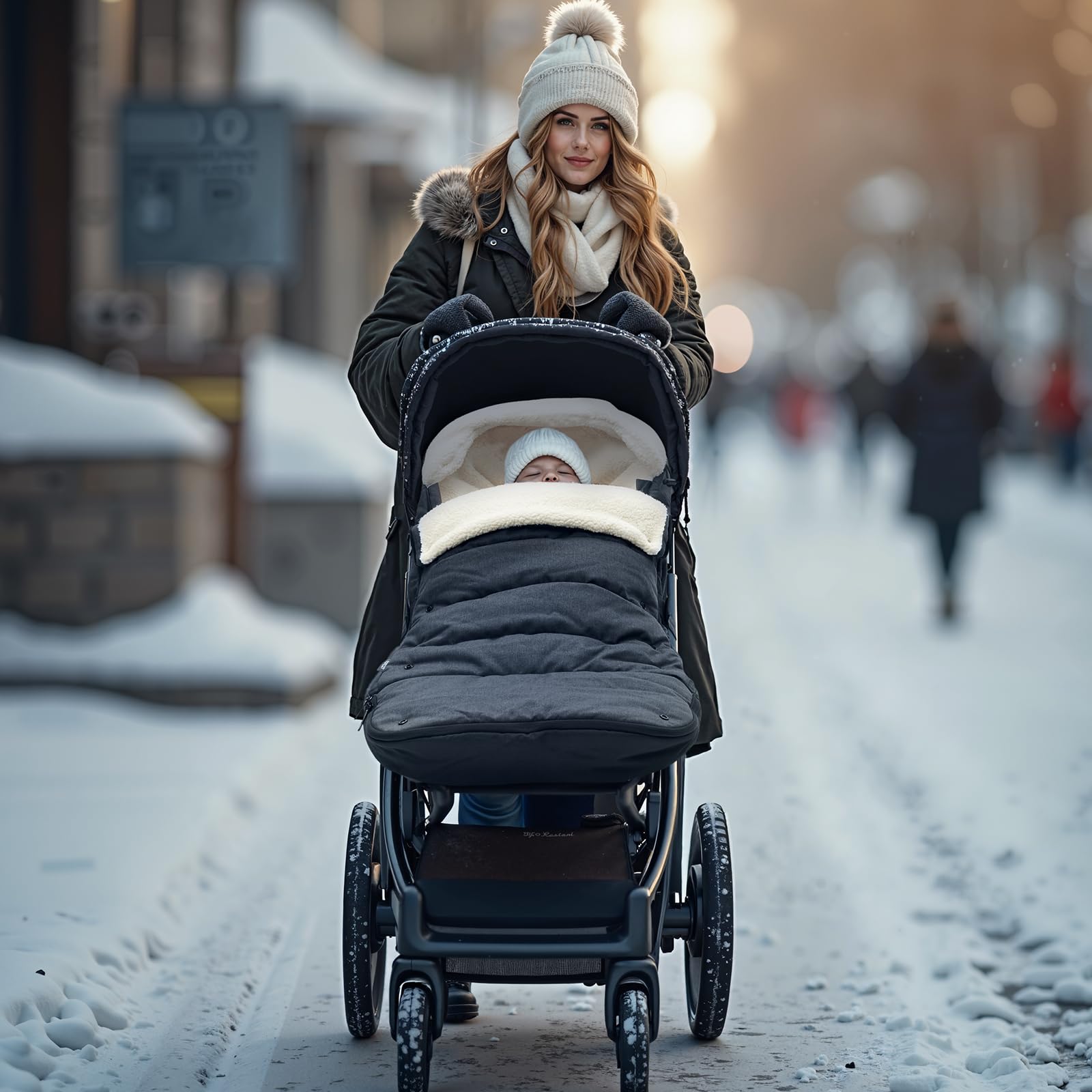 Momcozy Universal Stroller Footmuff - Ultra-Plush Weatherproof Winter Stroller Cover with Adjustable Buckle | Fits Most Strollers | Perfect for Cold Weather Outings, Baby Walks & Winter Travel
