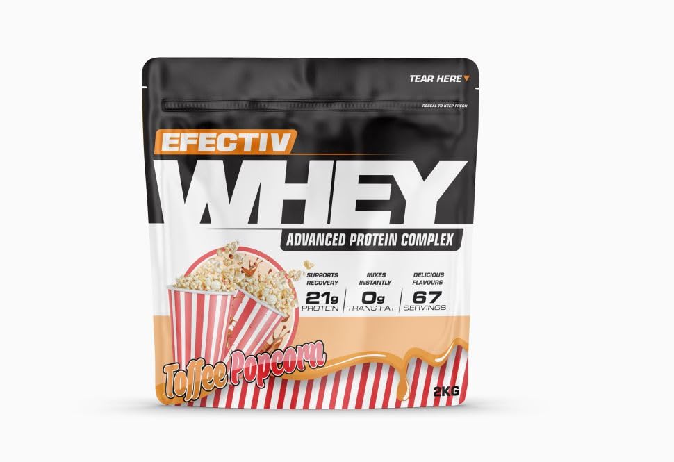 Efectiv Whey Protein Powder 2kg (4.4 lbs) - Premium Muscle Recovery & Growth Supplement for Athletes & Fitness Enthusiasts - Ideal for Post-Workout, Meal Replacement & Healthy Lifestyle