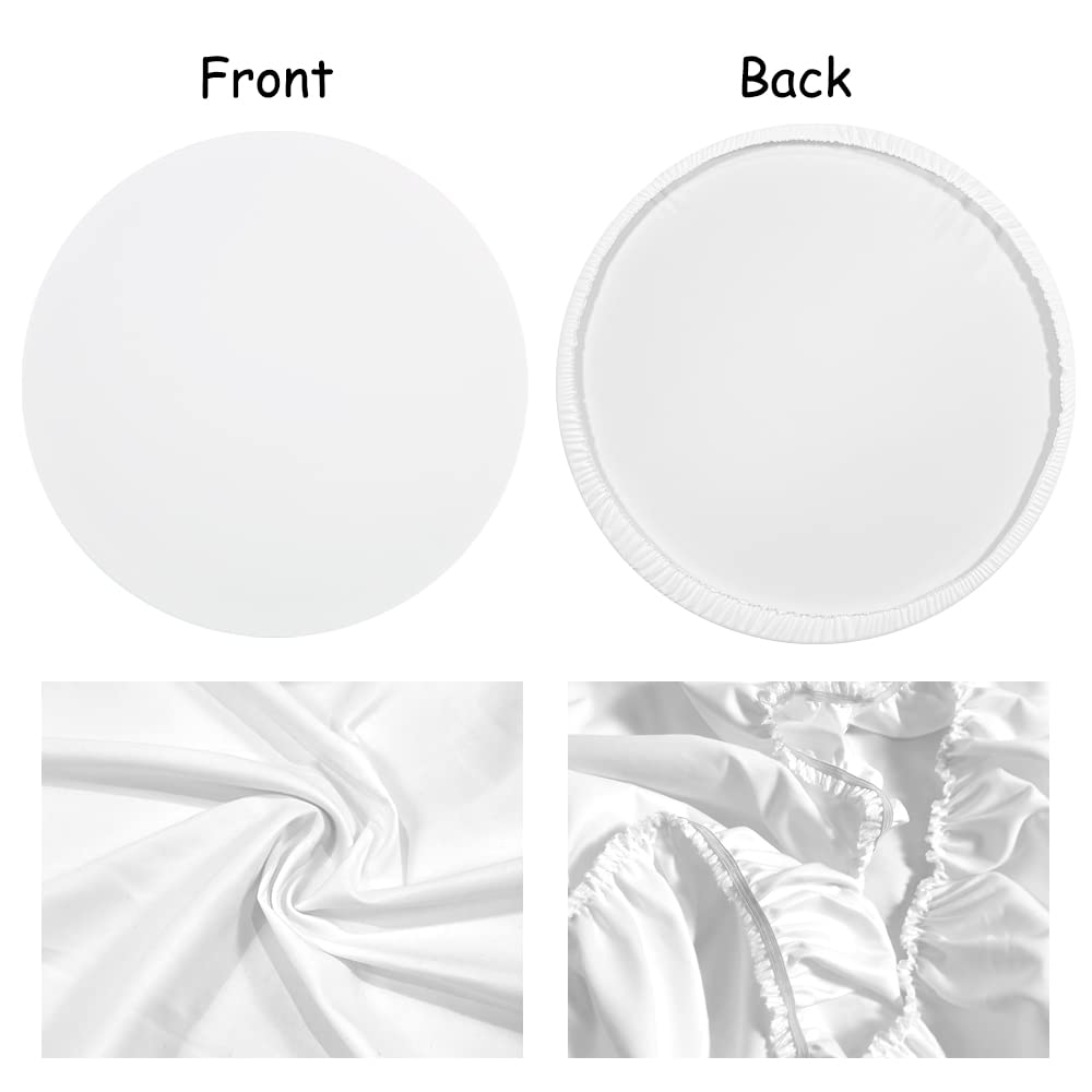 Laeacco 7.2x7.2ft White Round Happy Birthday Backdrop - Polyester Party Decor for Boys/Girls, Kids/Adults - Perfect for Birthday Celebrations, Photo Studios & Dessert Table Displays