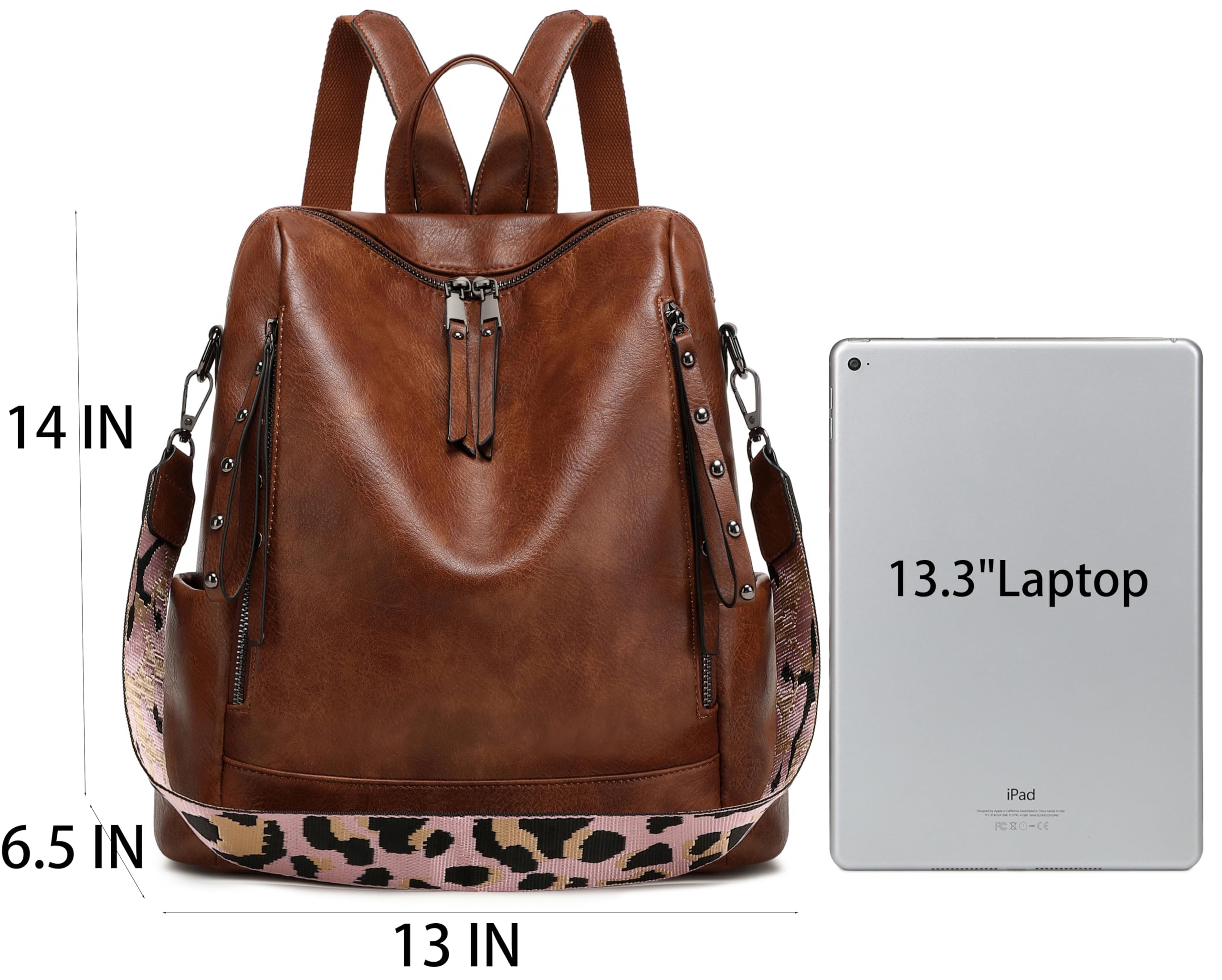 Stylish Leather Backpack Purse for Women - Fashionable Travel Backpack & Shoulder Bag (Brown) - Perfect for Work, College, Commuting & Weekend Getaways