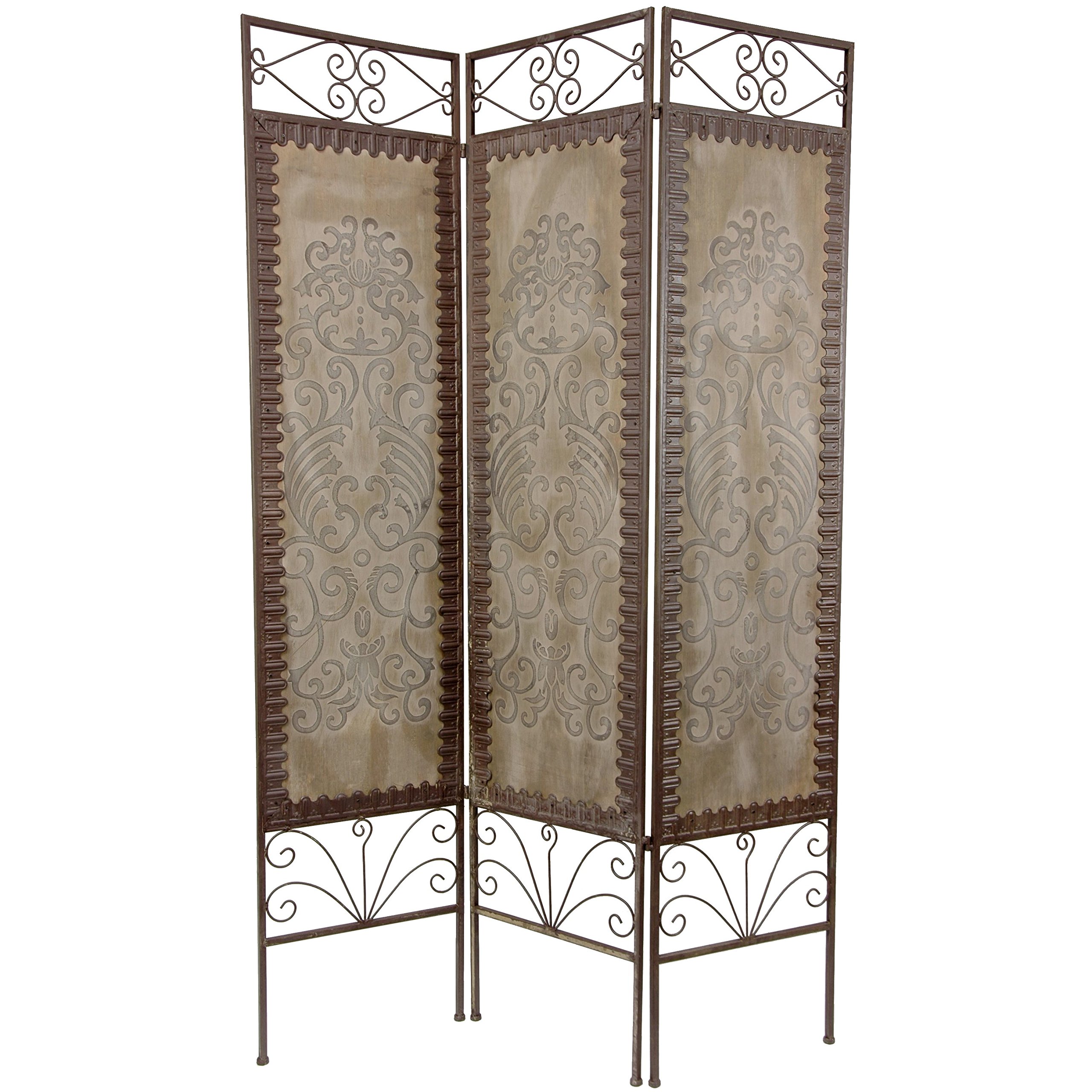 6 ft. Tall Red Lantern Mediterranean Room Divider Screen - Grey Folding Partition for Living Room, Bedroom, Office & Wedding Decor