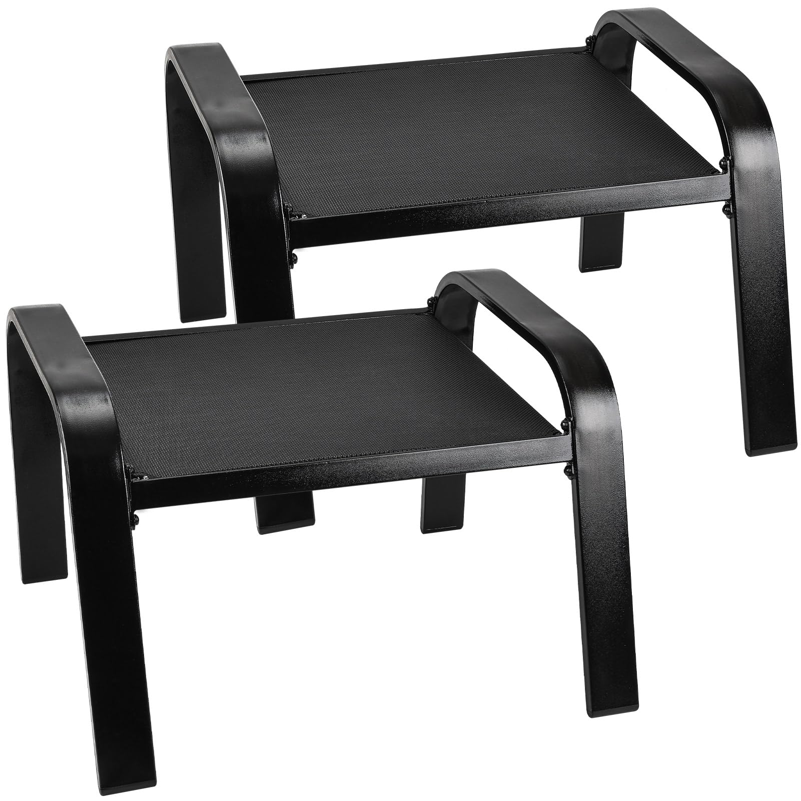 All-Weather Outdoor Patio Ottoman 2-Piece Set - Durable Garden Footrest & Coffee Table for Backyard, Porch, Deck - Perfect for Relaxing in Black