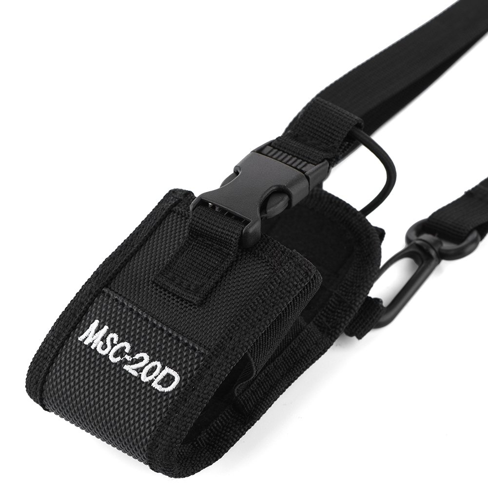 MSC-20D Two Way Radio Holder Holster - Durable Nylon Belt Clip Case with Adjustable Shoulder Strap for Walkie Talkie - Perfect for Construction, Security, and Outdoor Activities
