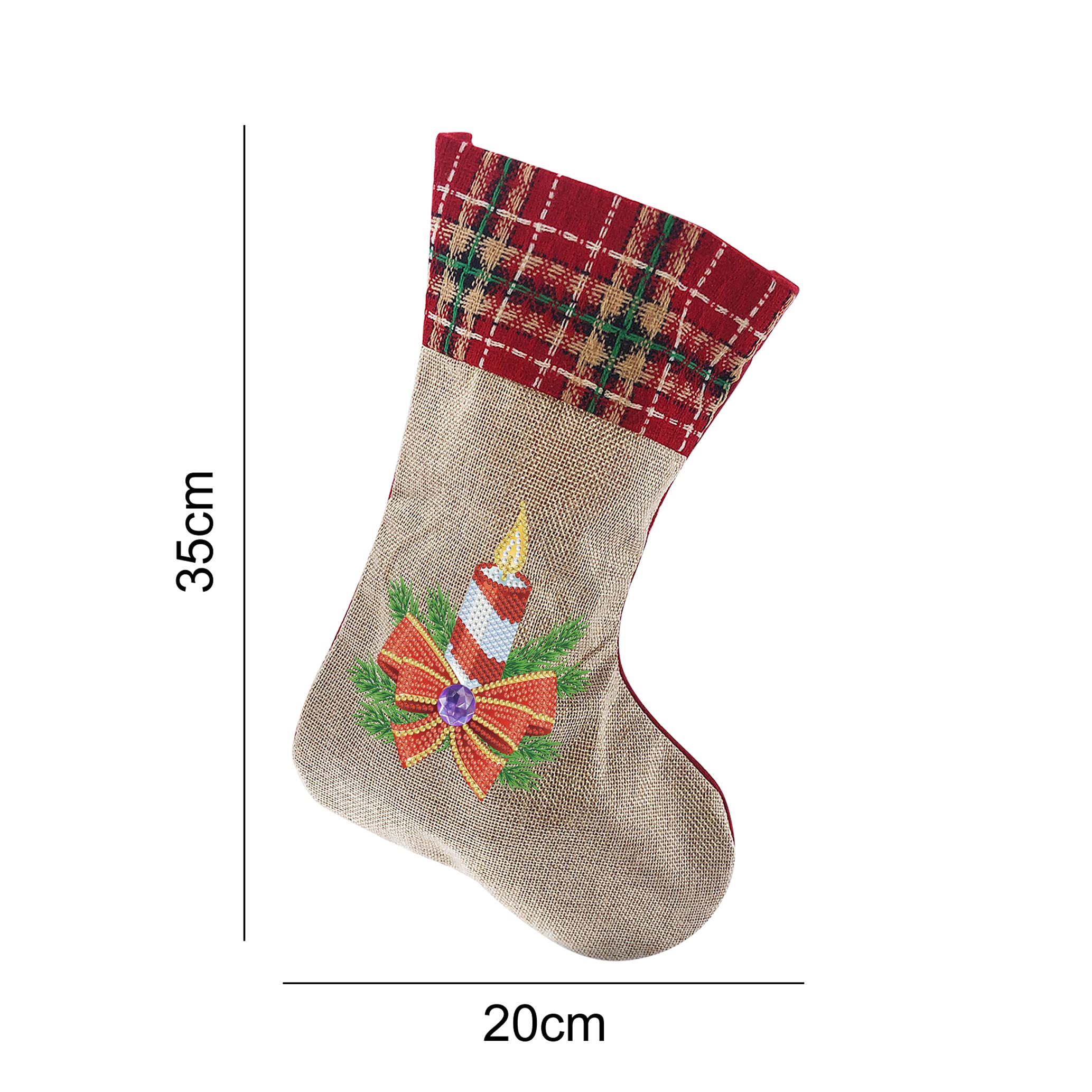 5D Diamond Painting Christmas Stockings Kit - DIY 14 Inch Holiday Candle Candy Bag for Fireplace Decor, Family Xmas Party & Home Decoration | Perfect for Gift Wrapping, Tree Ornaments and Festive Seasonal Decor