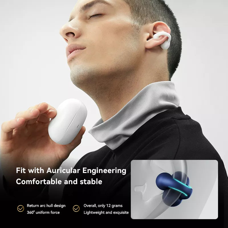 Sanag Z51S Wireless Bluetooth Headphones with Ear Clip - Open Ear Air Conduction for Running, Cycling & Workouts - Sweatproof Lightweight Sport Headset for Gym & Outdoor Activities
