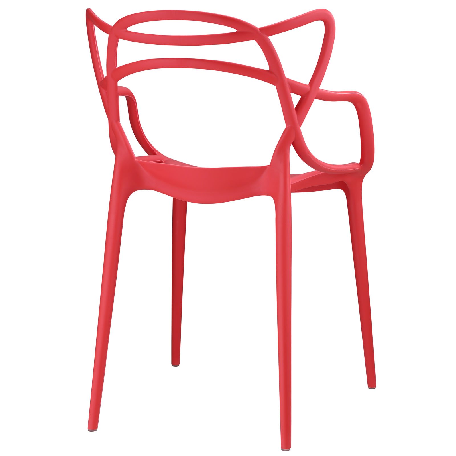 Modway Entangled Modern Molded Plastic Dining Chair - Red, Fully Assembled - Perfect for Kitchen, Dining Room & Outdoor Patio