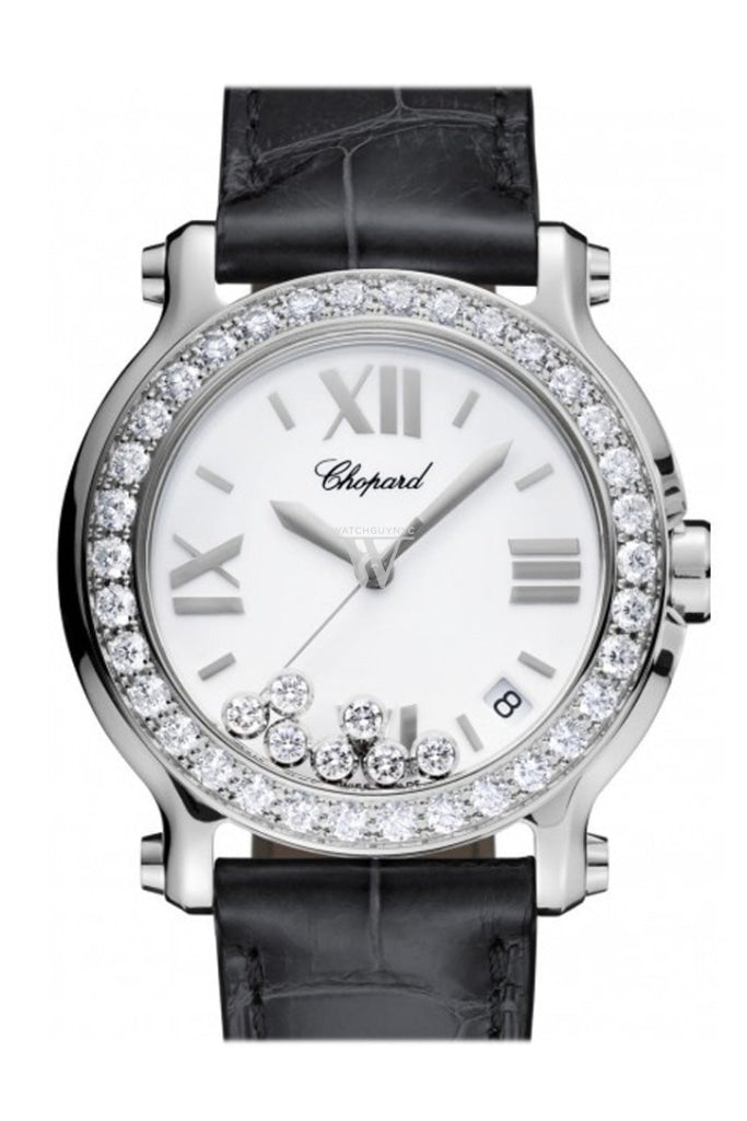 Chopard Happy Sport 36mm Diamond Bezel Watch with 7 Floating Diamonds - 278475-3037 - Luxury Women's Timepiece for Gifts & Special Occasions