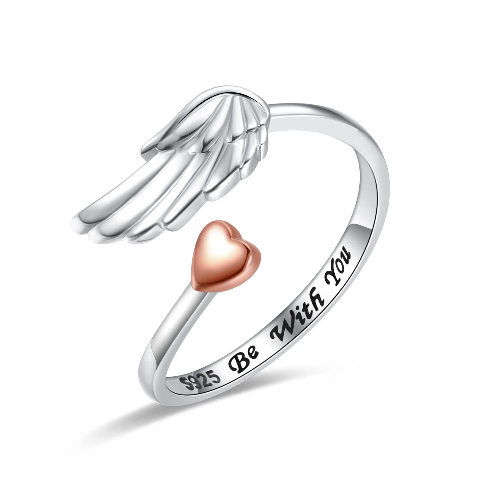 925 Silver Angel Wing Ring Adjustable Guardian Jewelry for Women - Gift for Her & Daily Wear