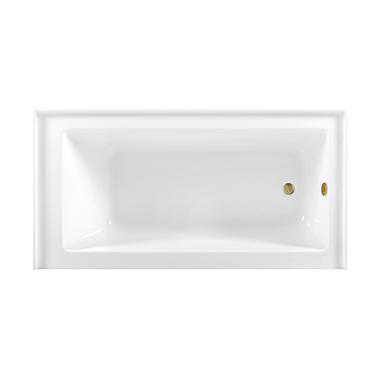 Aqua Eden 66 Inch Acrylic Rectangular 3-Wall Alcove Bathtub Combo with Waste & Overflow Drain - Glossy White/Antique Brass (Right Hand Drain) | Freestanding Soaking Tub for Modern Bathroom Renovation & Spa-Like Relaxation
