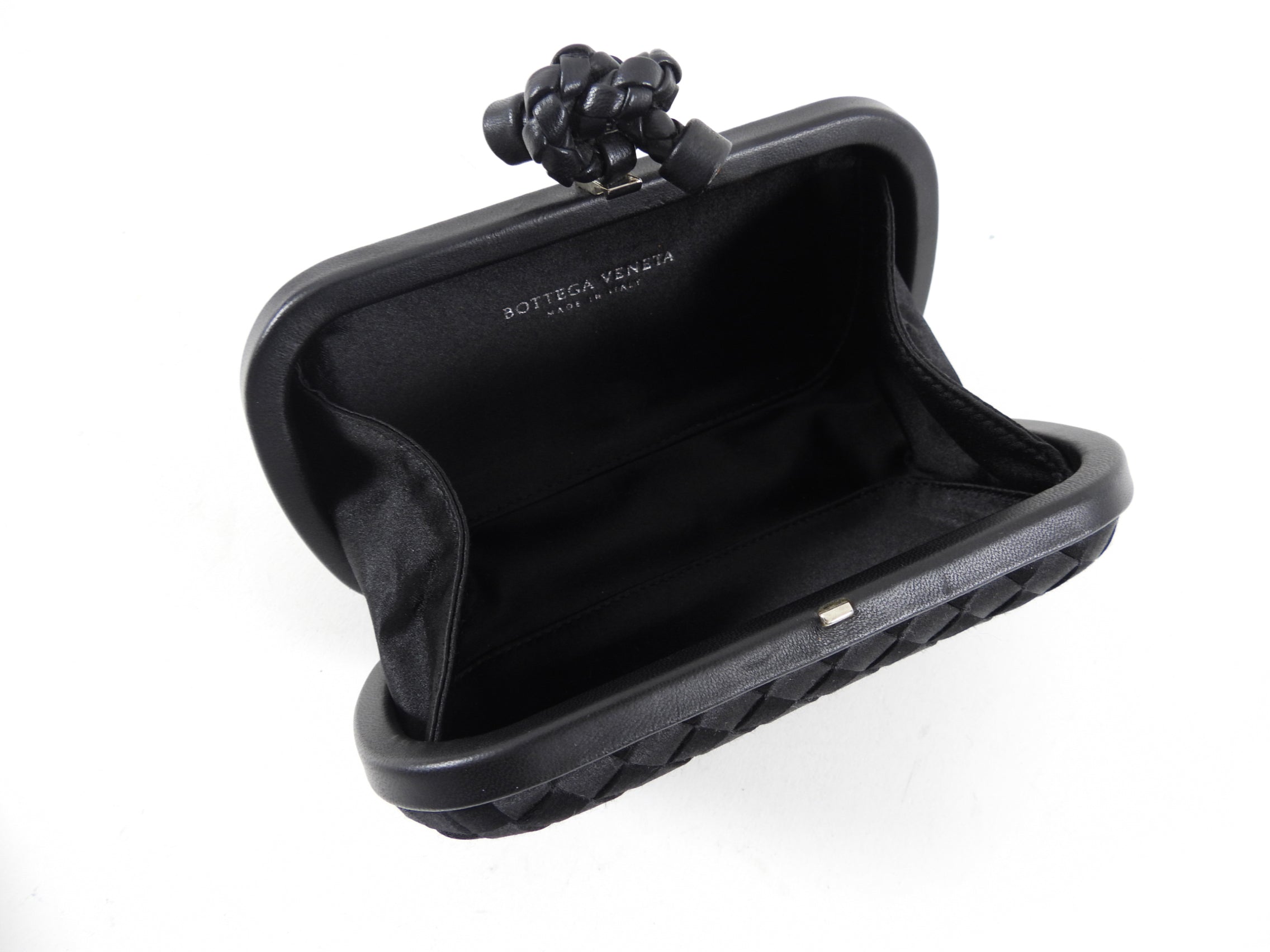 Bottega Veneta Small Black Knot Evening Clutch Bag for Women - Elegant Handbag for Parties, Weddings & Special Occasions