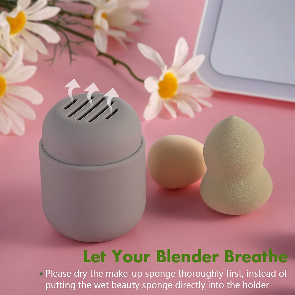 BEZOX Silicone Makeup Sponge Holder with Double-Sided Vent Design - Quick Drying Beauty Blender Case, Travel-Friendly Cosmetic Organizer (Blender Not Included, Grey) | Perfect for Travel, Gym & Everyday Makeup Storage