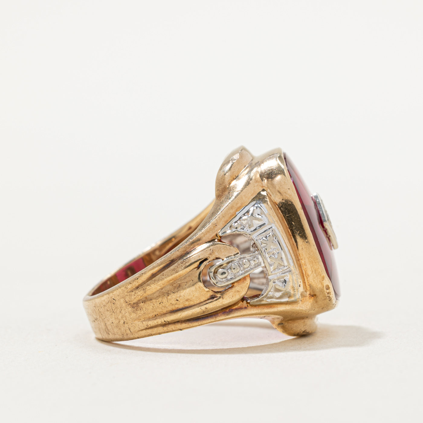 5.25ct Synthetic Ruby & 0.02ct Diamond Statement Ring - Size 8.5 | Elegant Cocktail Ring for Evening Parties, Weddings & Special Occasions