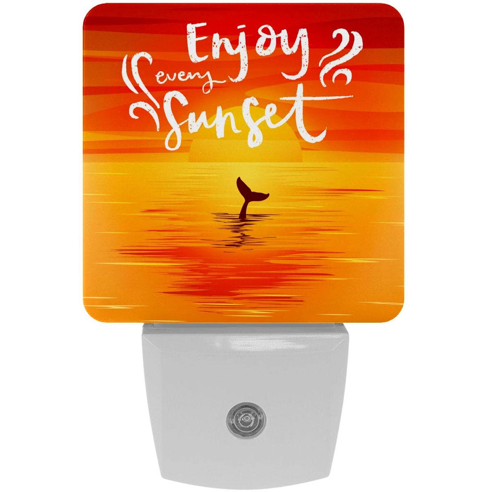 Sunset Orange LED Night Light with Dusk to Dawn Sensor - 0.5W Plug-in Wall Light for Living Room, Nursery, Stairways - Energy Saving Home Decor (2 Pack) - Perfect for Bedrooms, Hallways & Bathrooms at Night