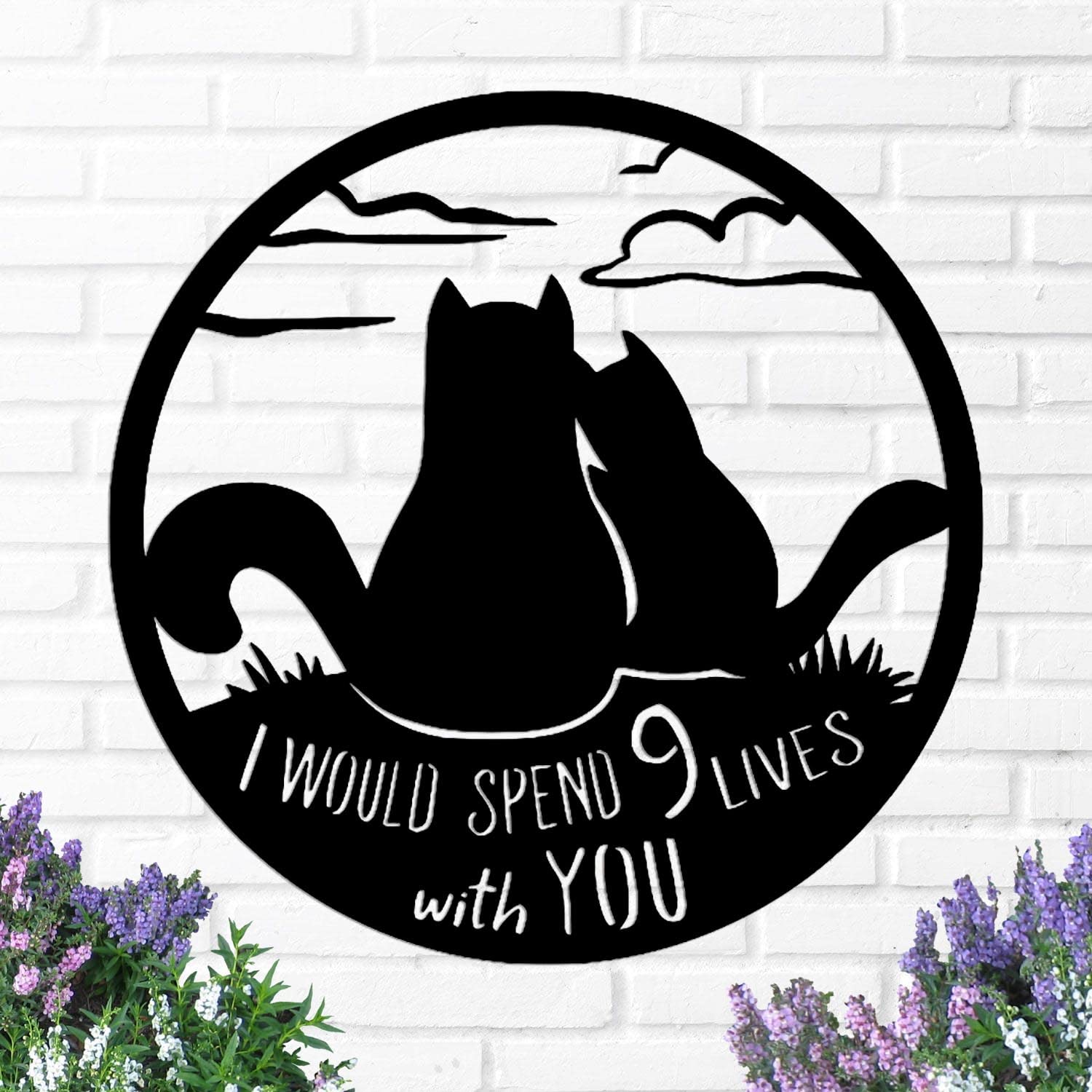 TDSEBM 'I Would Spend 9 Lives with You' Cat Lover Metal Wall Art - Black Pet-Themed Home Decor for Living Room, Bedroom & Office - Unique Gift for Cat Owners