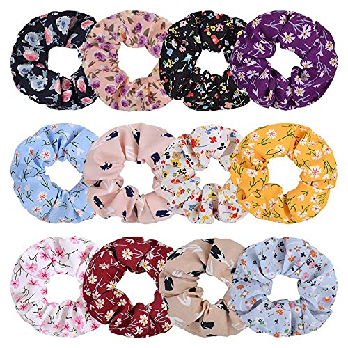 Shidara Kawaii Colorful Curly Hair Ties for Women & Girls - Cute Printed Ponytail Holders & Hair Bands (12-Piece Set) | Perfect for School, Work, Parties & Everyday Styling