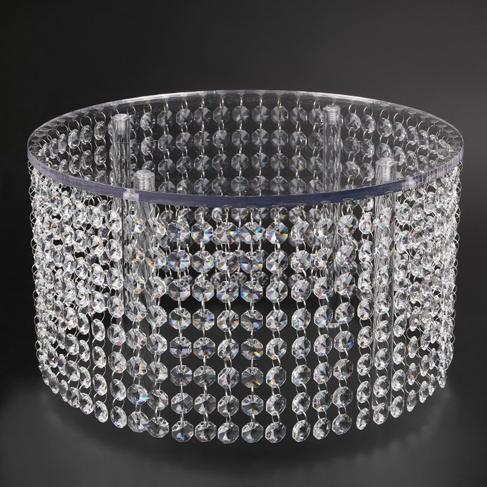 Elegant Crystal Wedding Cake Stand - Chandelier Style Round Cake Plate with Bling Accents | Perfect for Bridal Showers, Wedding Receptions & Anniversary Celebrations
