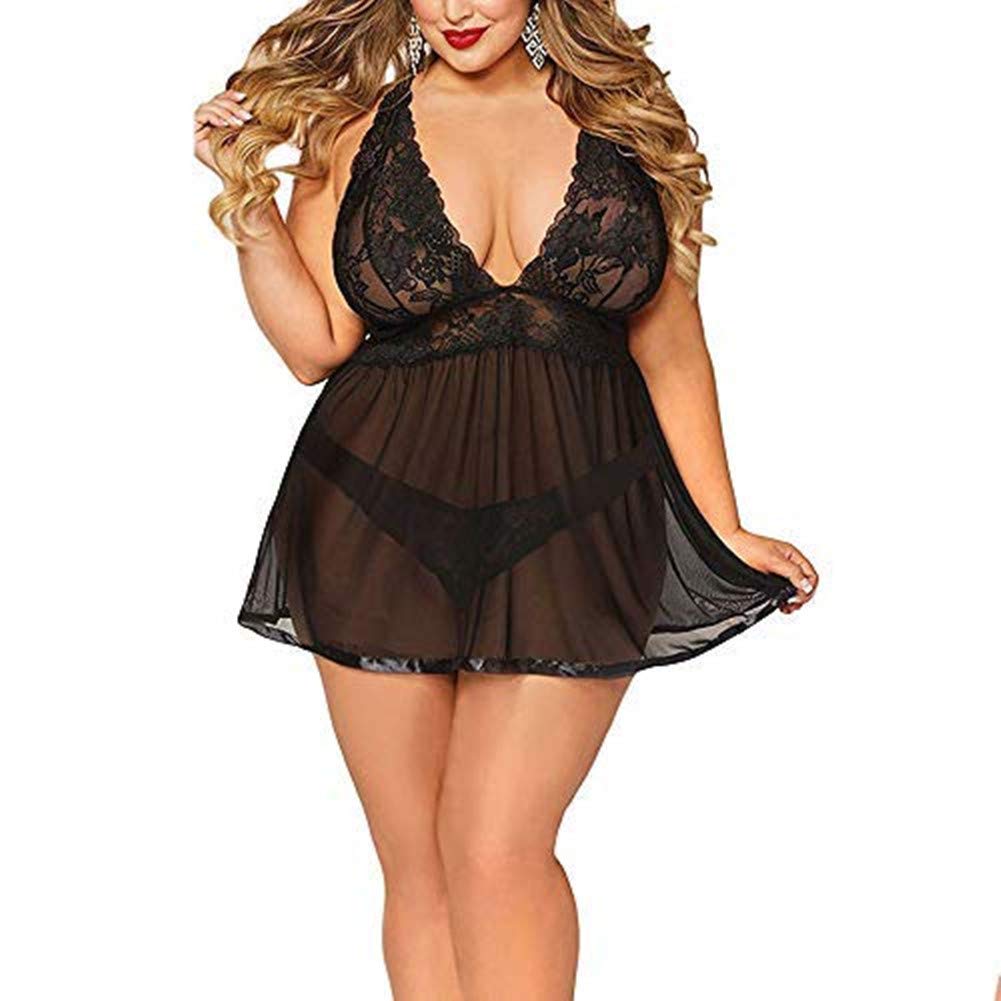 Vedolay Women's Sexy Lace Teddy Lingerie - Plus Size One Piece Babydoll Sleepwear for Valentine's Day, Honeymoon & Romantic Nights