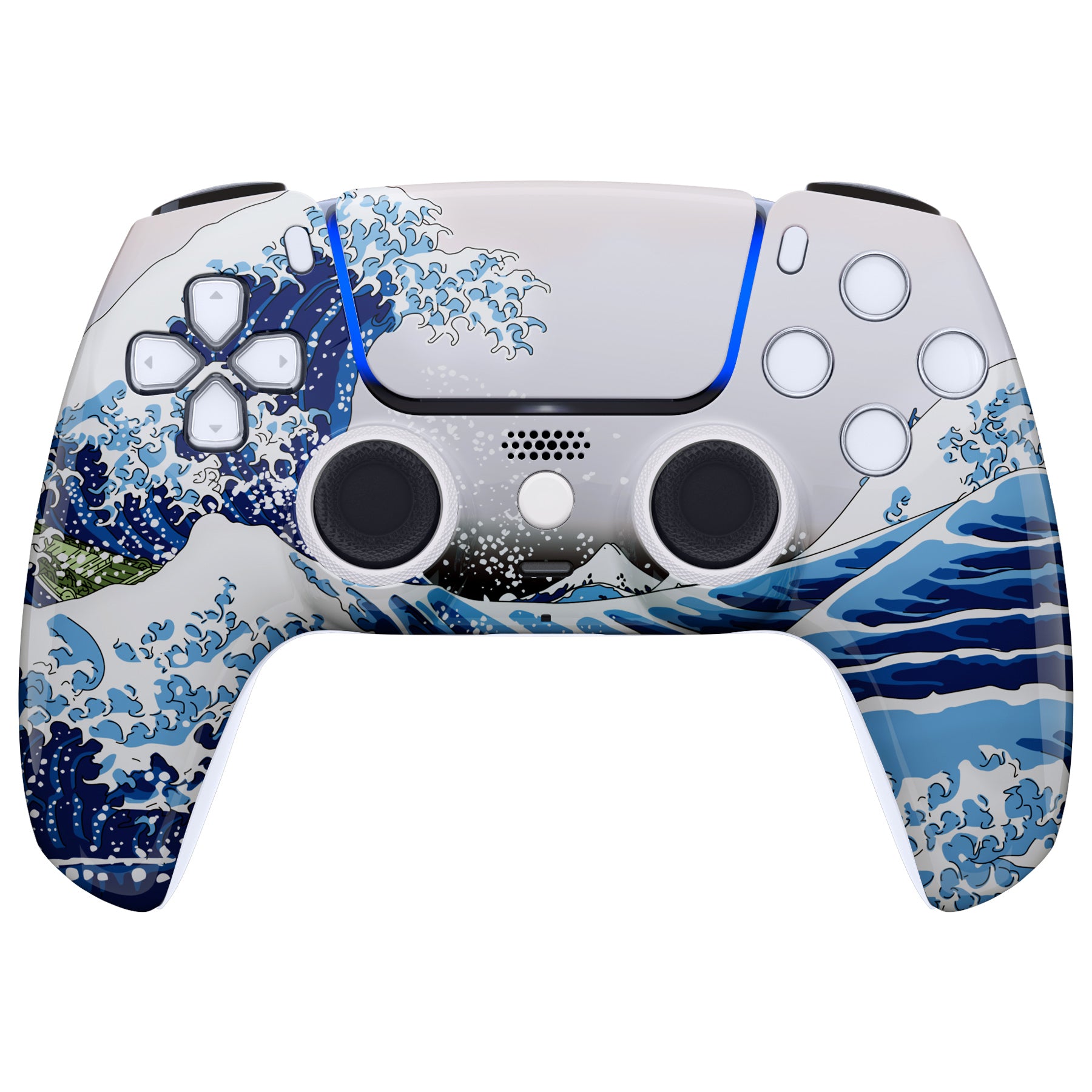 eXtremeRate LUNA Redesigned Front Shell with Touchpad for PS5 Controller BDM-010/020/030/040/050 - The Great Wave Design - GHPFT004 - Perfect for Gaming Enthusiasts & Custom Controller Builders