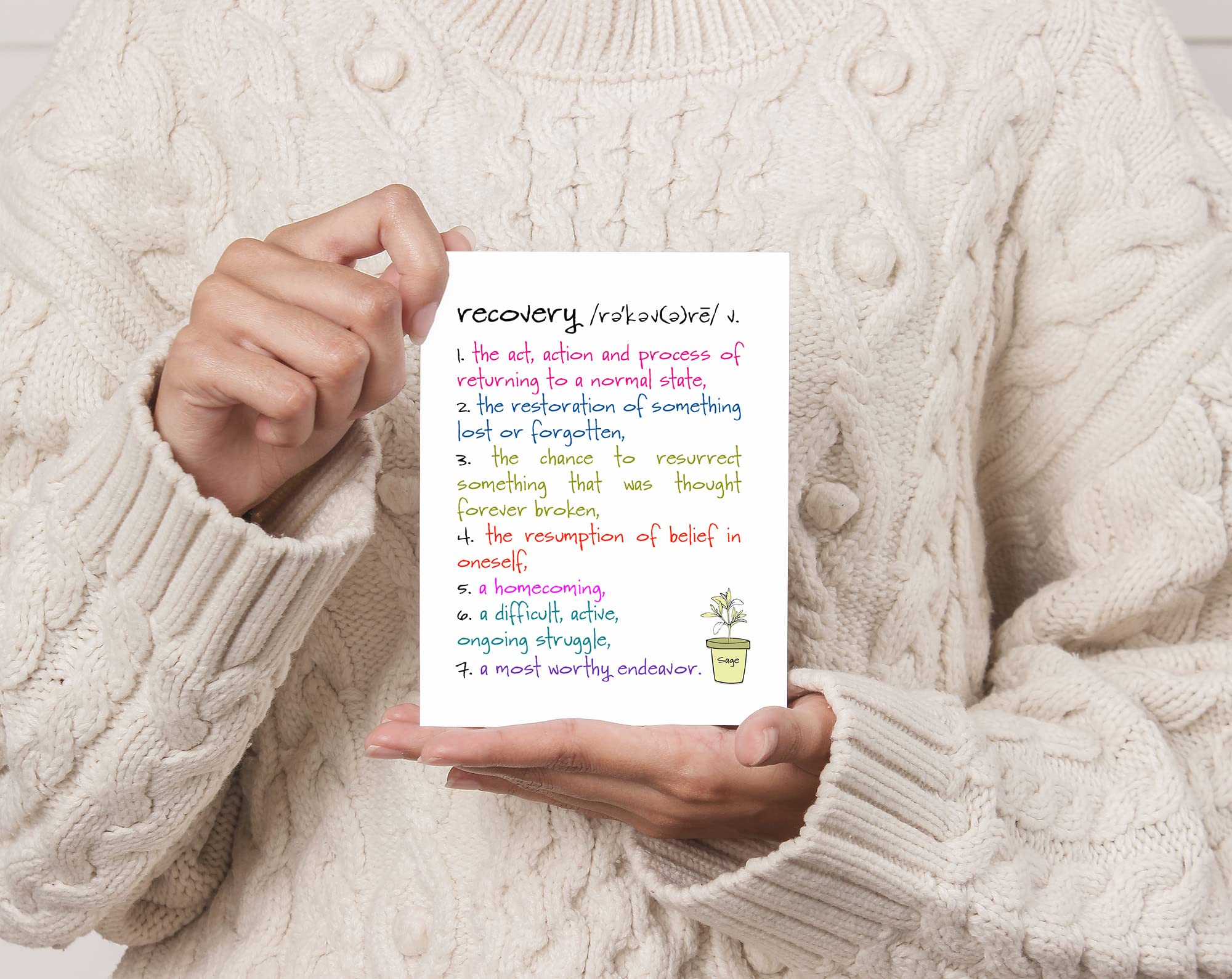 Recovery Greeting Cards Set - Sobriety Anniversary & AA Motivation Cards for Alcoholics - Inspirational Sober Gift with Envelopes - Perfect for 1 Year Clean Celebration, 12 Step Meetings & Encouragement Gifts