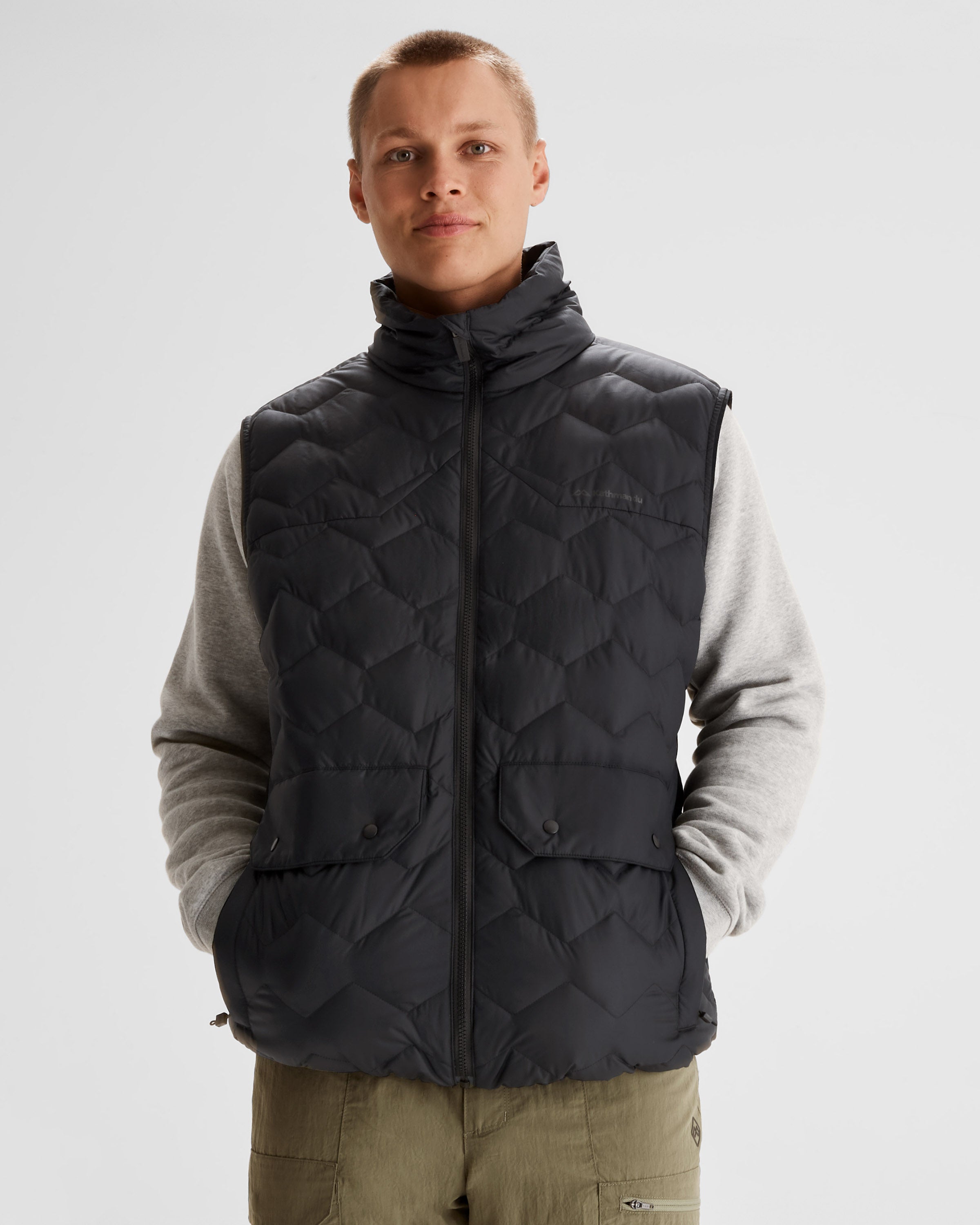Men's Lightweight Down Vest - Black Stingray Color for Outdoor Activities & Casual Wear
