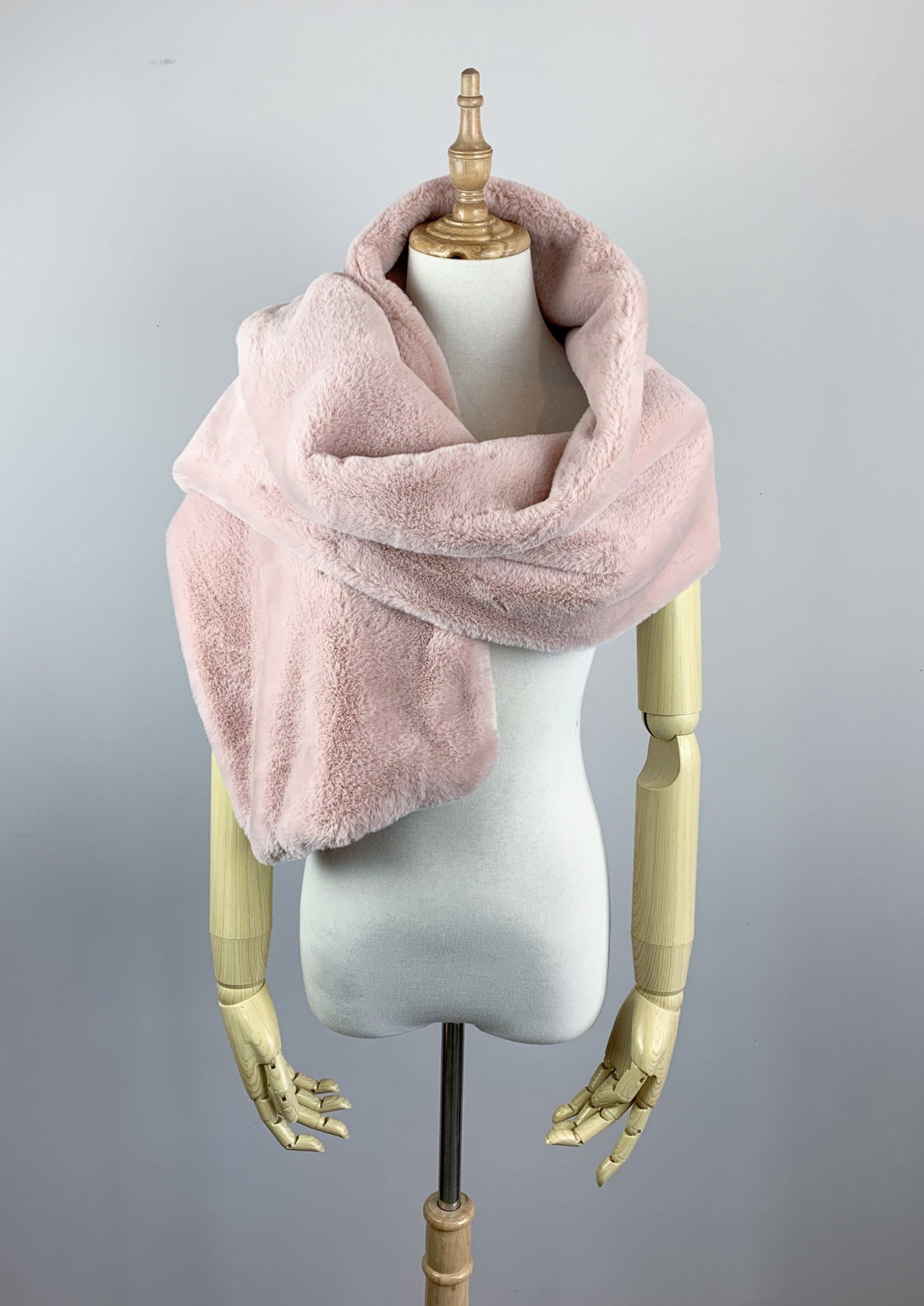 Pink Double-Sided Fur Shawl - Soft & Luxurious Wrap for Women (Jenny Pin05) - Perfect for Winter, Parties & Special Occasions