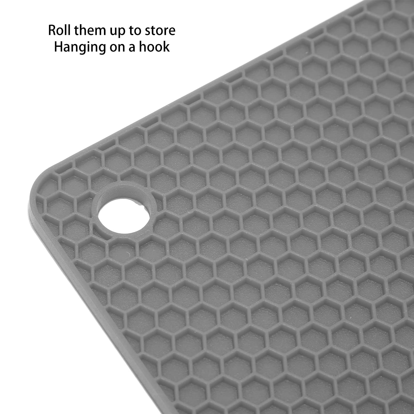 Premium Silicone Non-Slip Hot Pads for Kitchen - Heat Resistant Insulated Trivet Mat for Wax Pot, Hot Bowls & Oven Dishes - Thickened Anti-Skid Design (Nordic Grey) - Perfect for Cooking, Baking & Serving Hot Meals Safely