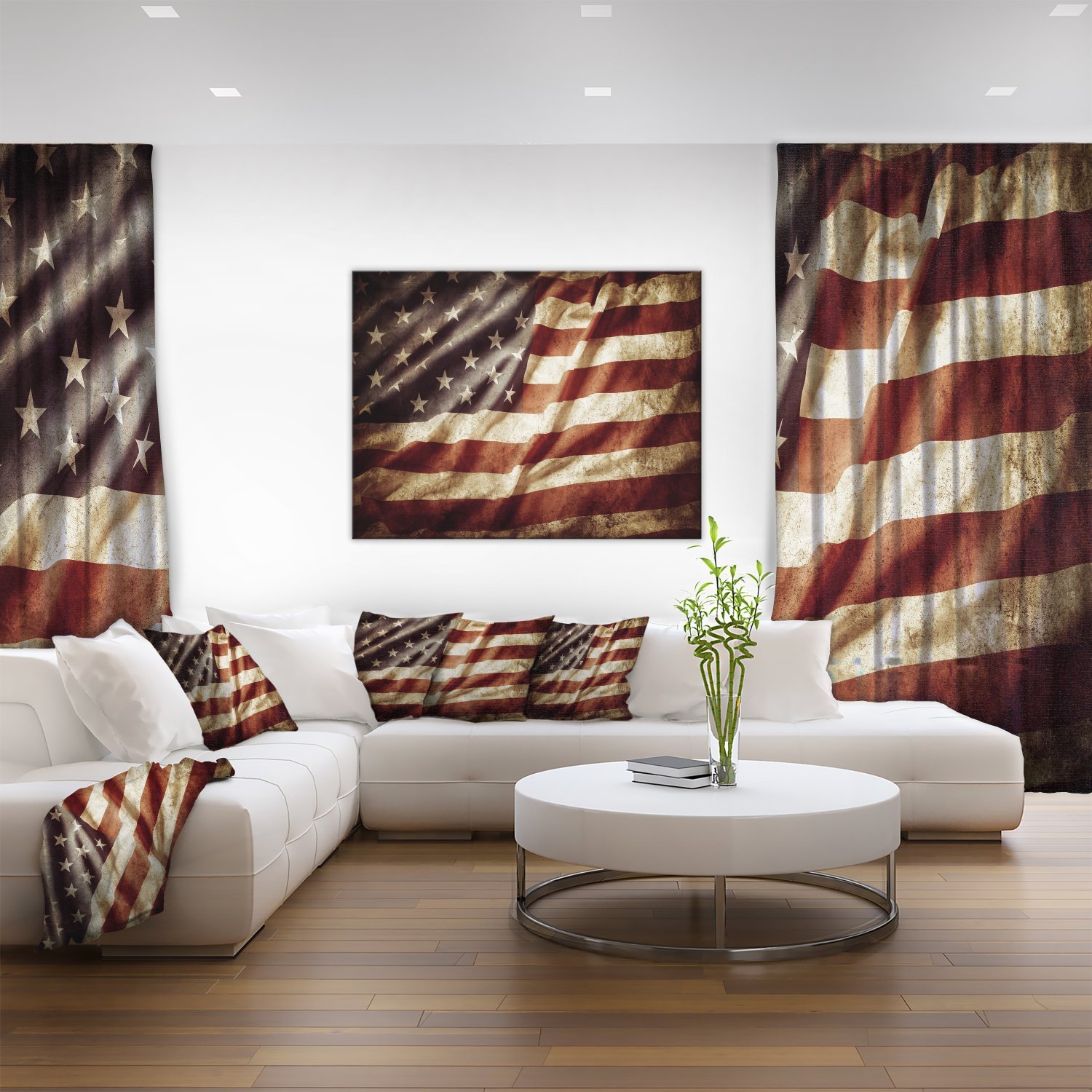 American Flag Contemporary Canvas Art Print - Patriotic Wall Decor for Home, Office & Gifts | USA Flag Painting for Living Room, Bedroom & Office Spaces