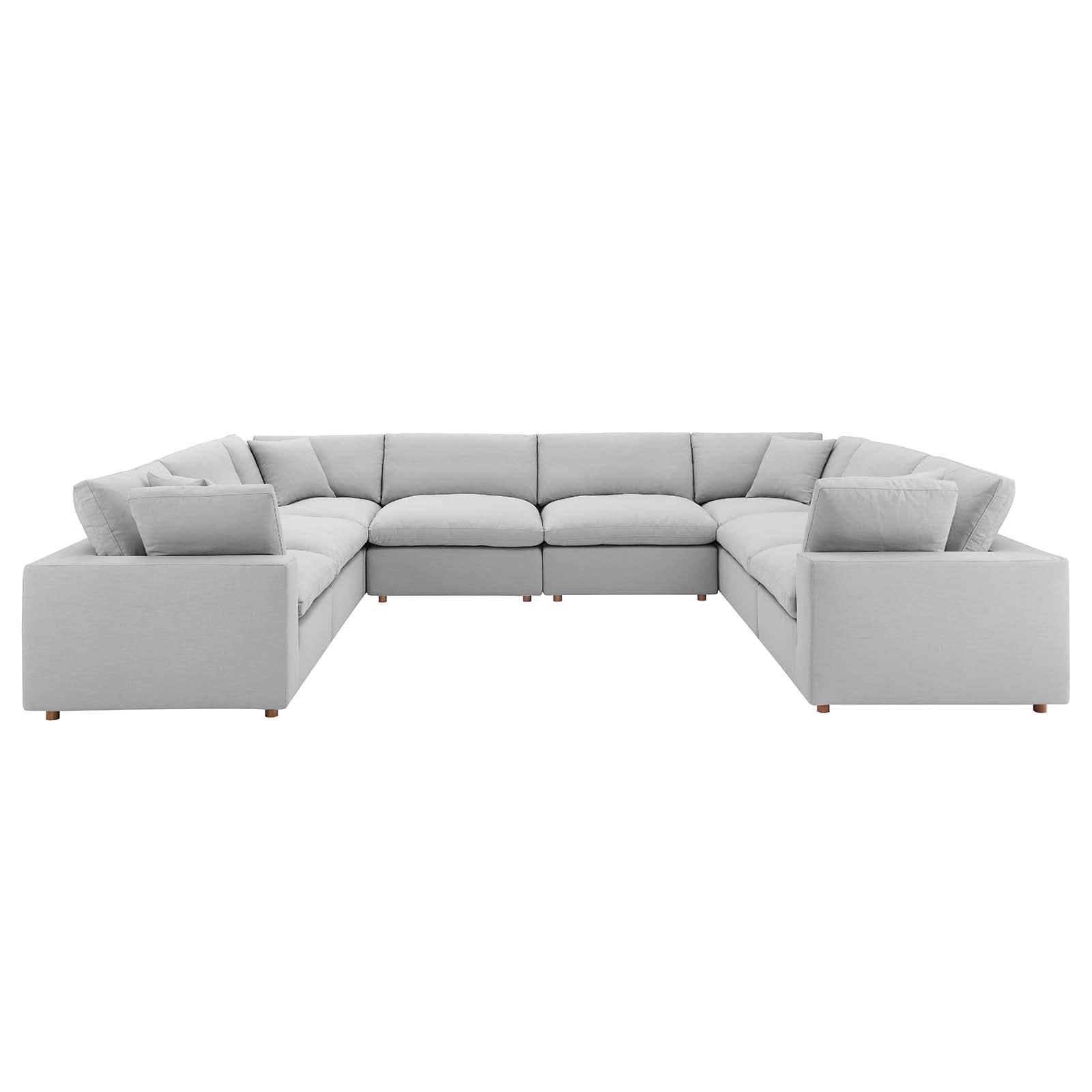 Modway Commix Down-Filled Overstuffed Upholstered 8-Piece Sectional Sofa Set - Modern L-Shaped Living Room Couch with Chaise for Home Theater & Family Gatherings