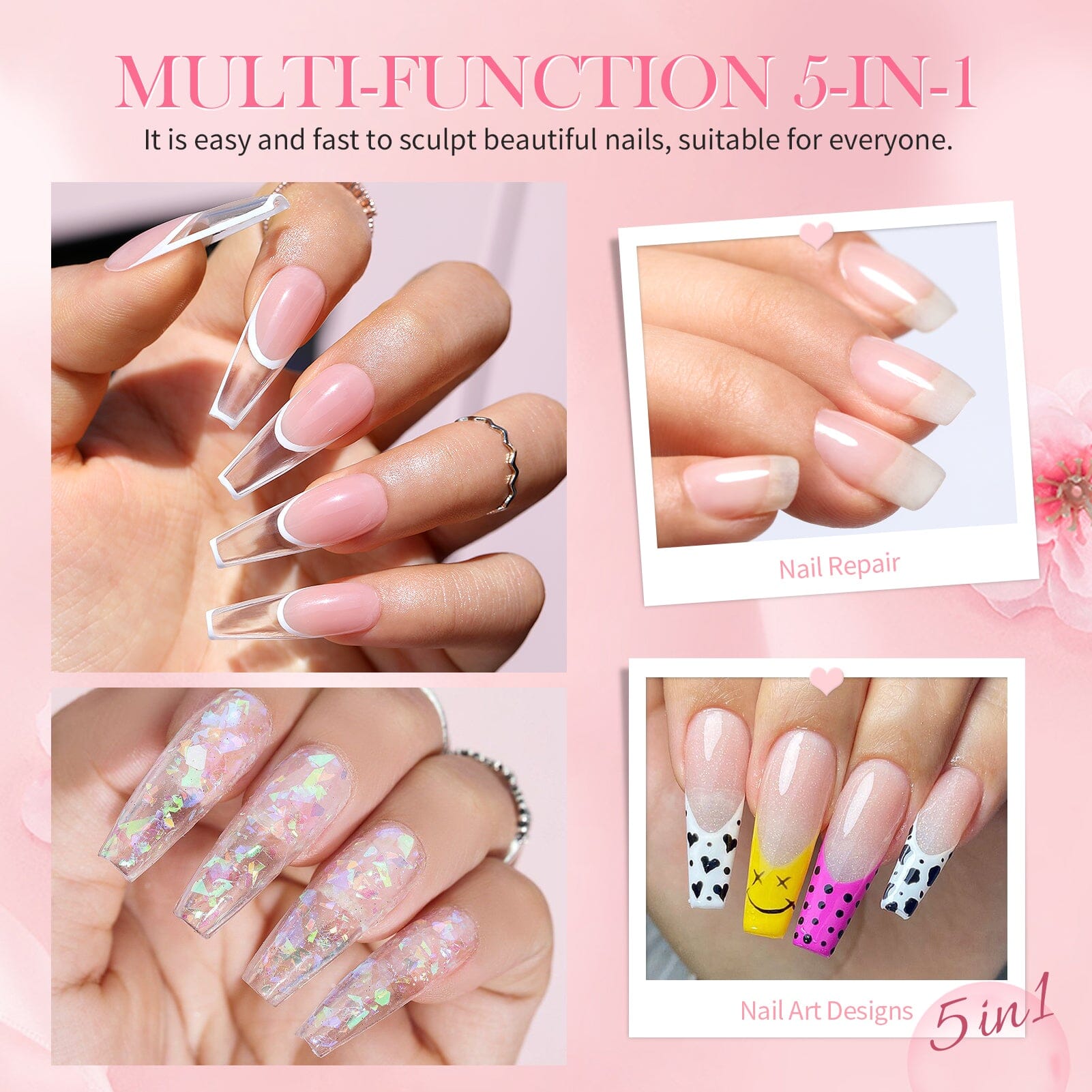 3pcs Clear Quick Building Nail Gel Kit - Professional DIY Nail Extension Set for Strong, Long-Lasting Manicures at Home or Salon