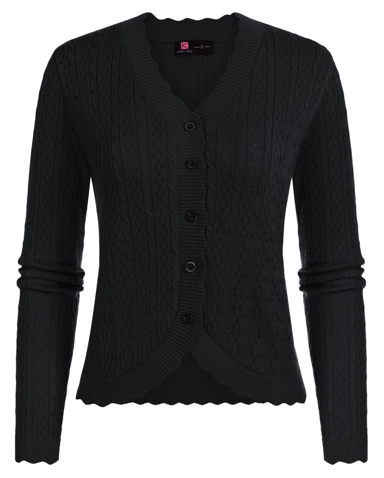 KANCY KOLE Women's 2025 Lightweight Crochet Long Sleeve Button Down Cardigan Sweater - Cropped Shrug for Dresses | Perfect for Spring Layering, Office Wear & Date Night Outfits