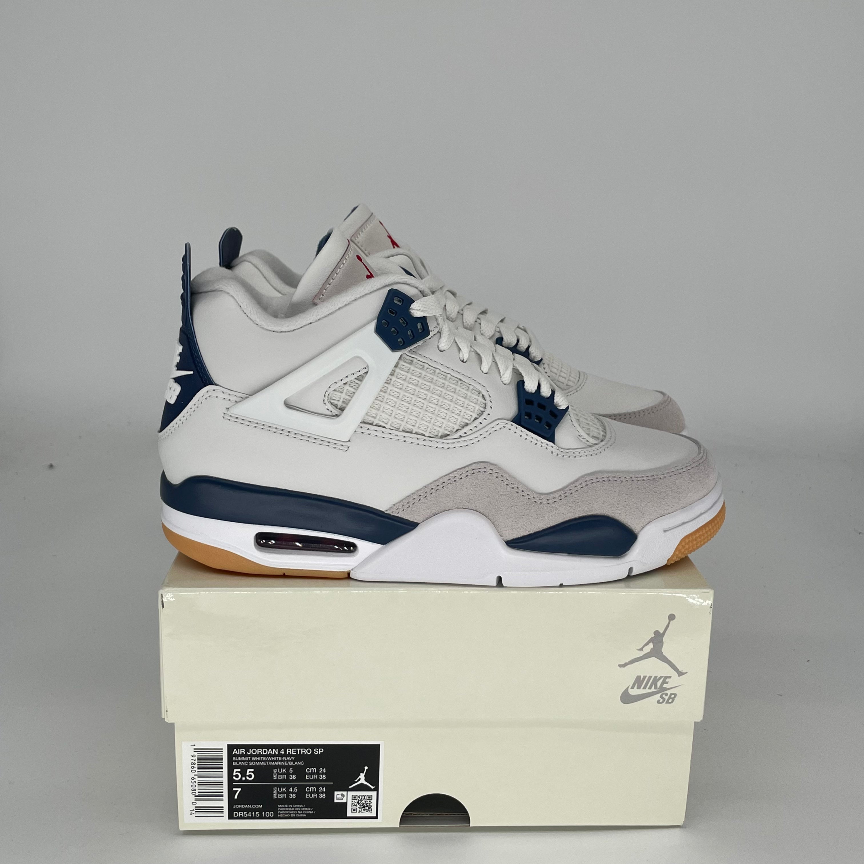 AIR JORDAN 4 SB NAVY Sneakers - Men's Size 5.5 (DR5415-100) | Authentic Basketball Shoes for Streetwear & Casual Style