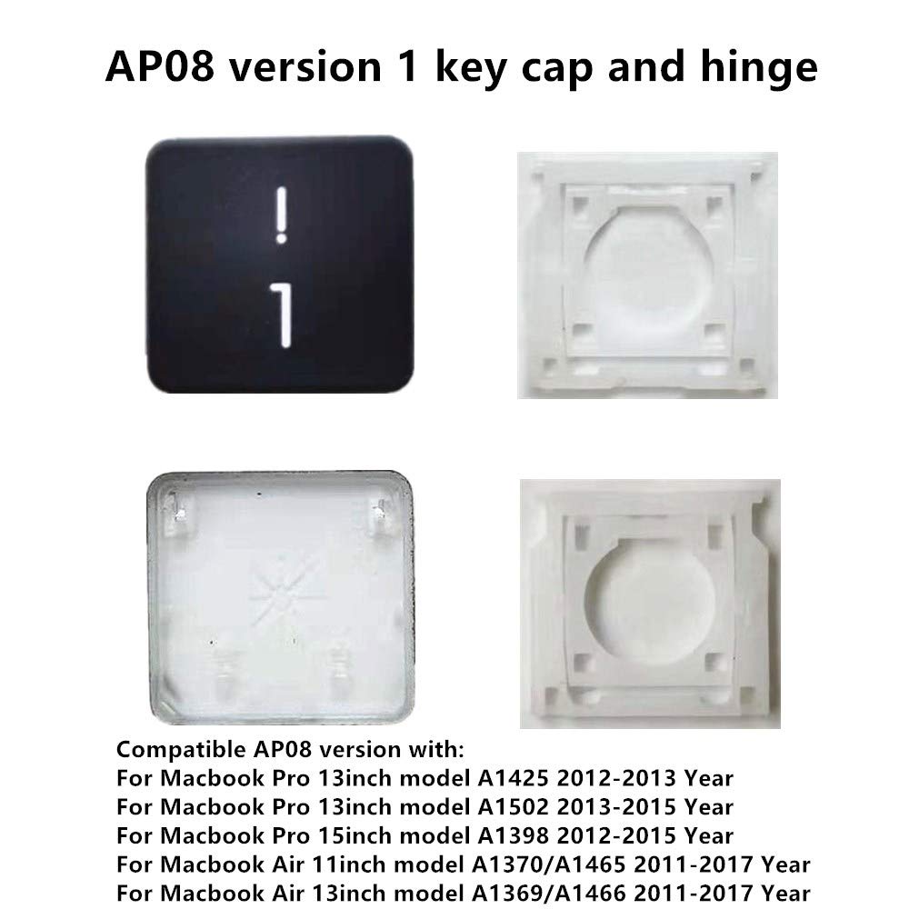 Replacement Number 1 Keycap & Hinge for MacBook Pro A1425 A1502 A1398 & MacBook Air A1369 A1466 A1370 A1465 - Fix Broken Keyboard Keys for Typing & Productivity