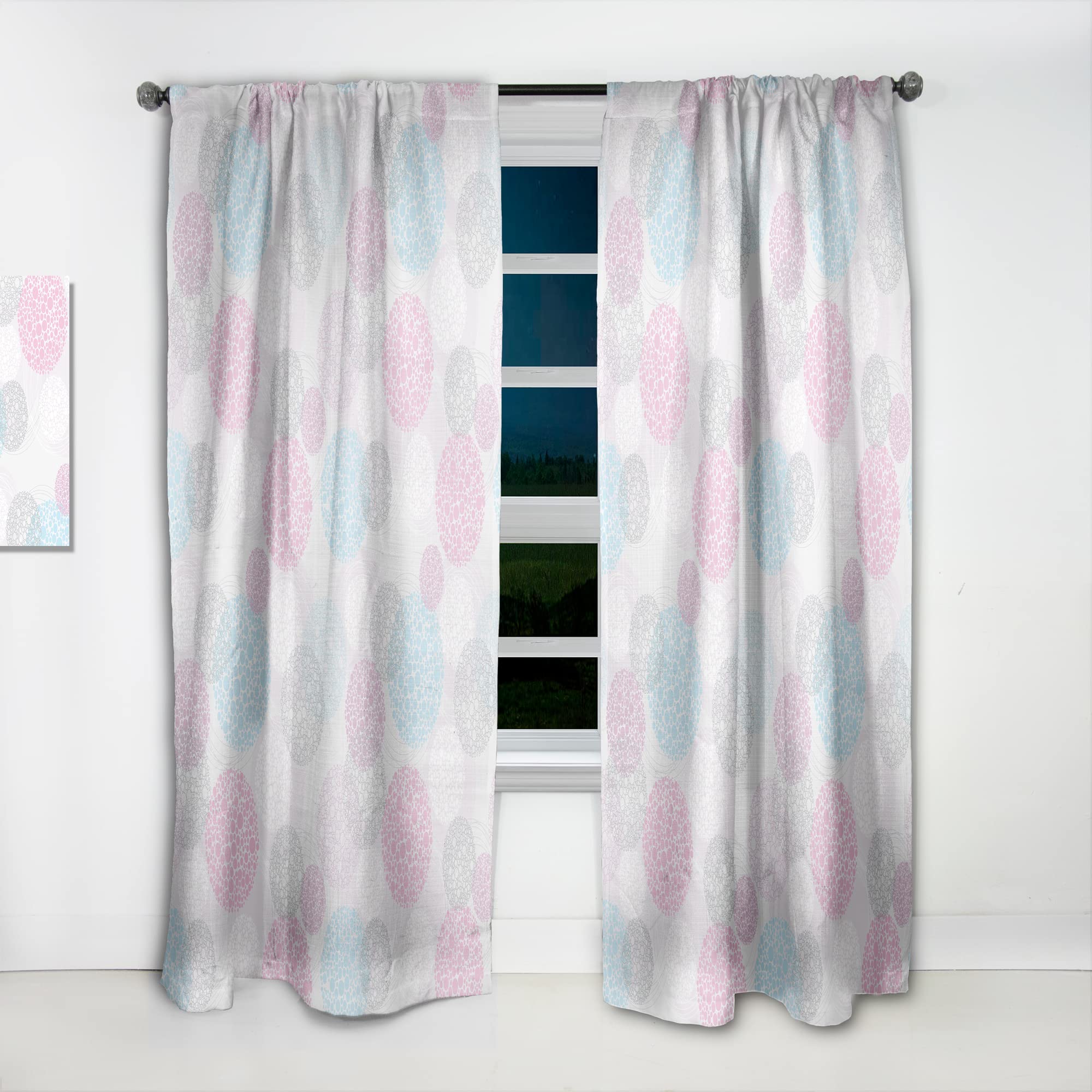 DesignQ Thermal Insulated Curtains - Circular Abstract Retro Geometric III Pattern - Single Panel 52x95 Inches - Blackout Drapes for Bedroom & Living Room - Perfect for Home Decor, Privacy & Energy Efficiency