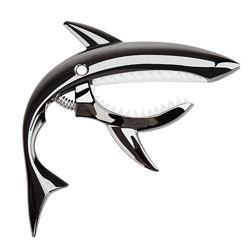 Premium Mira-Tech Shark Zinc Alloy Guitar Capo - Universal Spring Clamp for Acoustic & Electric Guitars - Smooth Grip & Secure Hold (Black) - Perfect for Live Performances, Studio Recording & Practice Sessions