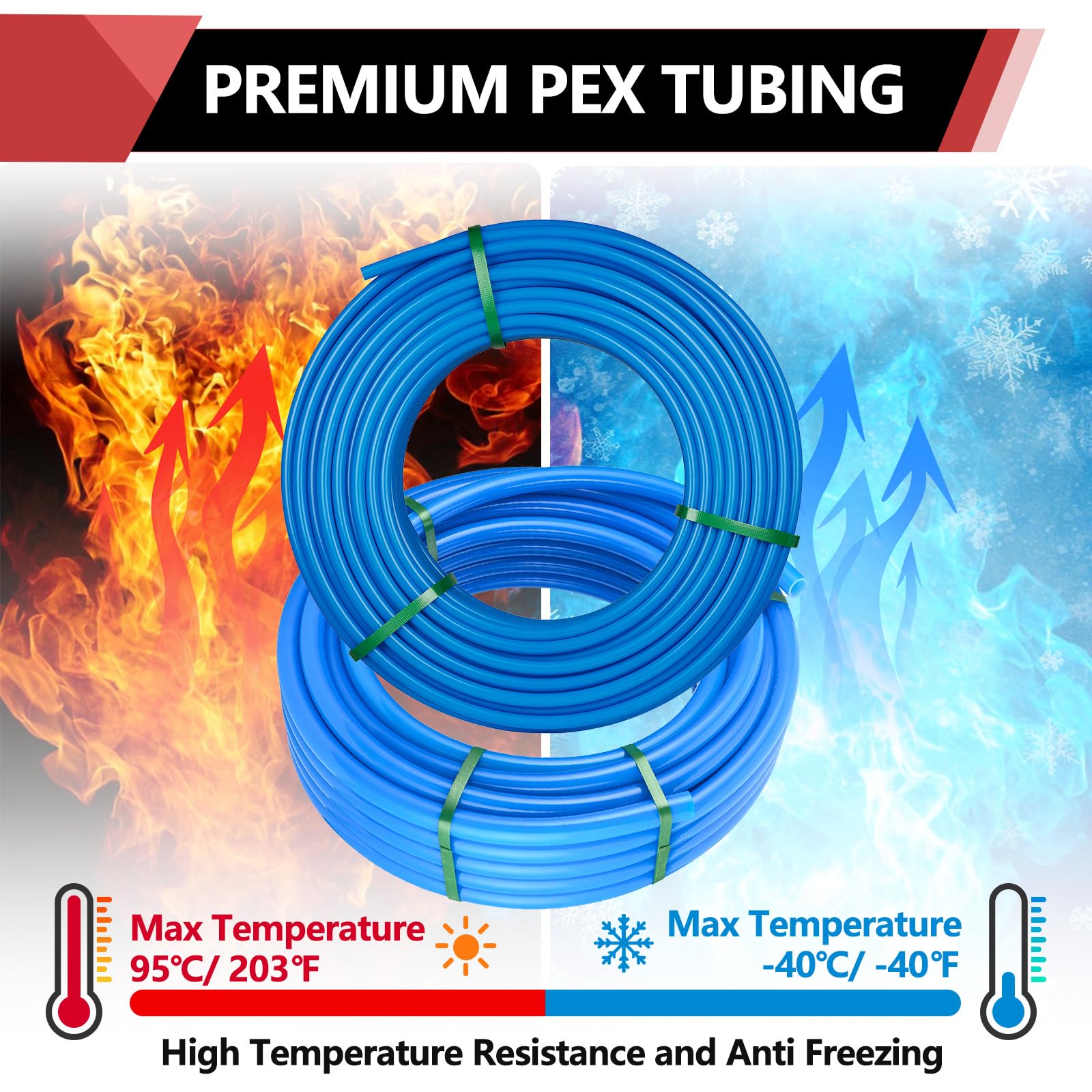 EFIELD 3/4 Inch x 100 Ft PEX-B Pipe Blue - NSF Certified Potable Water Plumbing Tubing with Pipe Cutter - Perfect for Home Water Supply, Radiant Heating & DIY Plumbing Projects