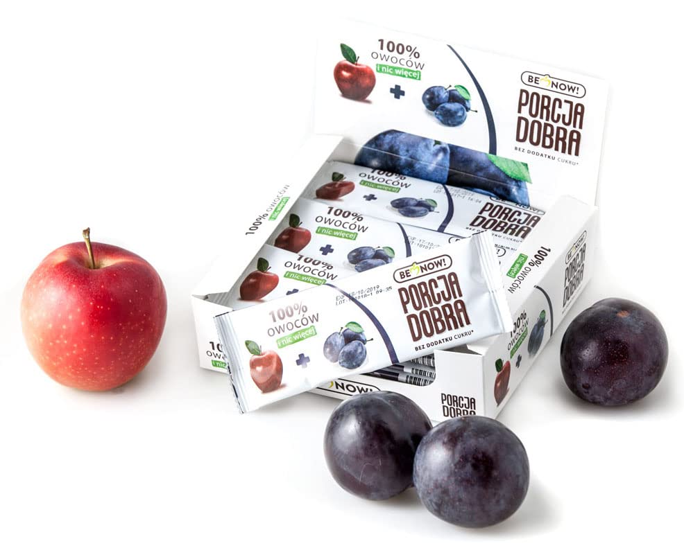 Be Now! Healthy Fruit Bars - Apple & Plum (24 Pack) | 100% Natural Fruit Snacks for Kids & Adults | Sugar Free, Vegan, Non-GMO, Gluten-Free | Perfect for Lunchboxes, Hiking & On-the-Go Snacking
