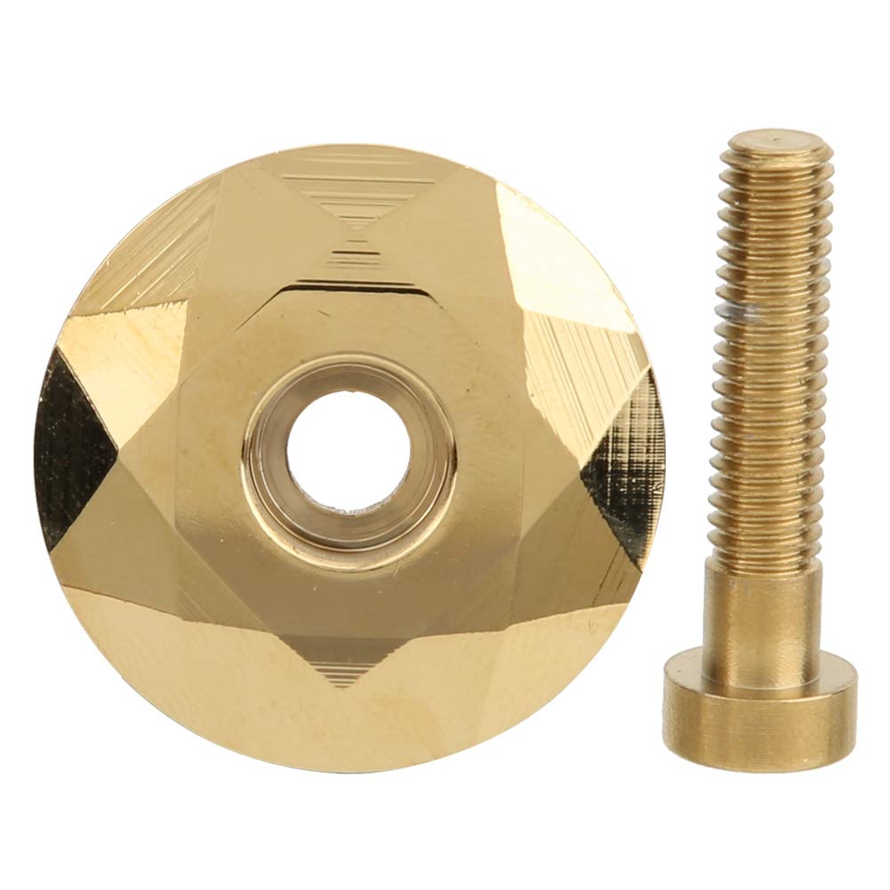 Premium Aluminum Alloy Bicycle Headset Cover - Lightweight MTB/Road Bike Stem Top Cap (Gold) | Durable Titanized Finish for Mountain & Road Cycling | Perfect for Commuting, Trail Riding & Performance Biking