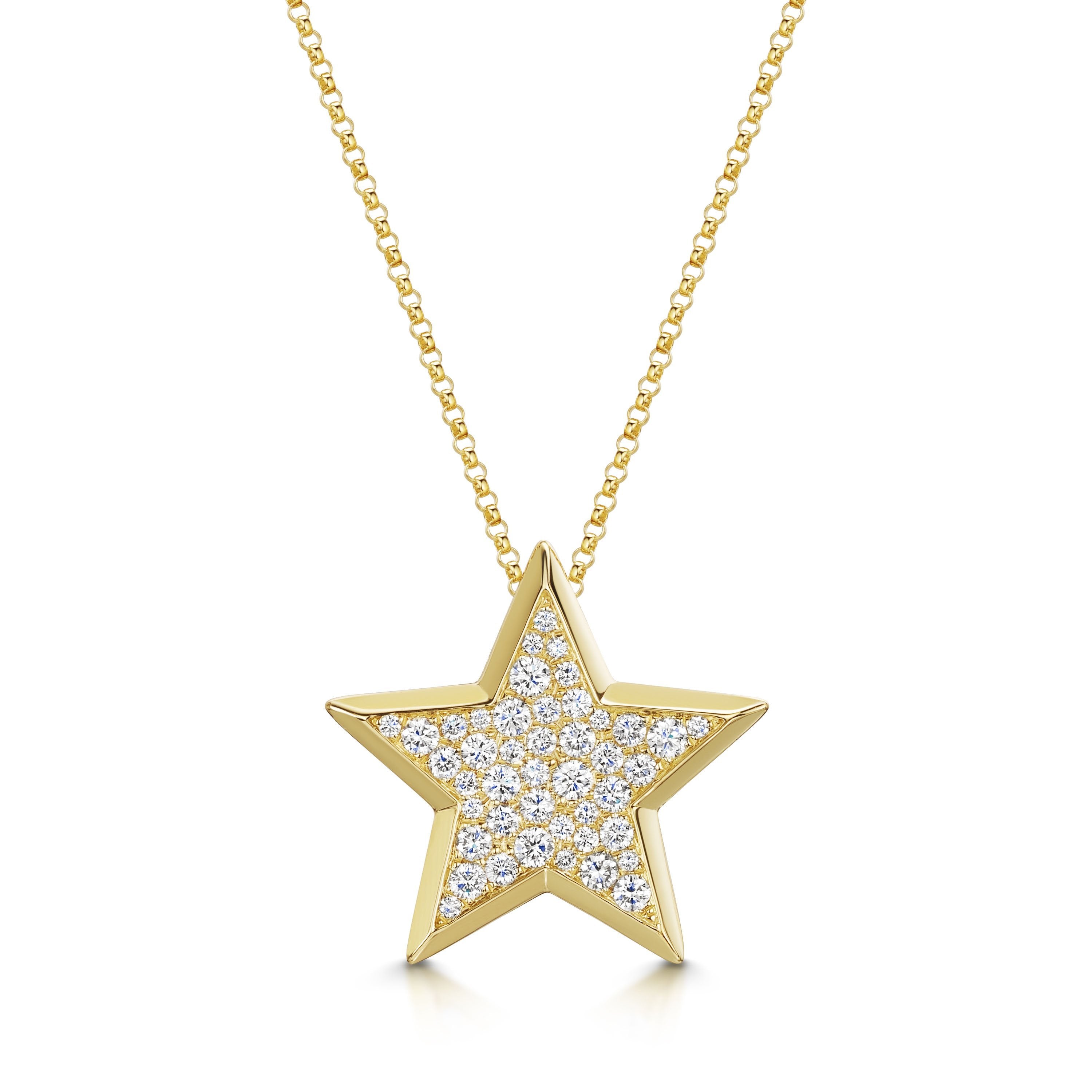 18ct Yellow Gold Large Diamond Star Pendant Necklace 0.72ct - Elegant Jewelry Gift for Women, Perfect for Birthday, Anniversary & Special Occasions