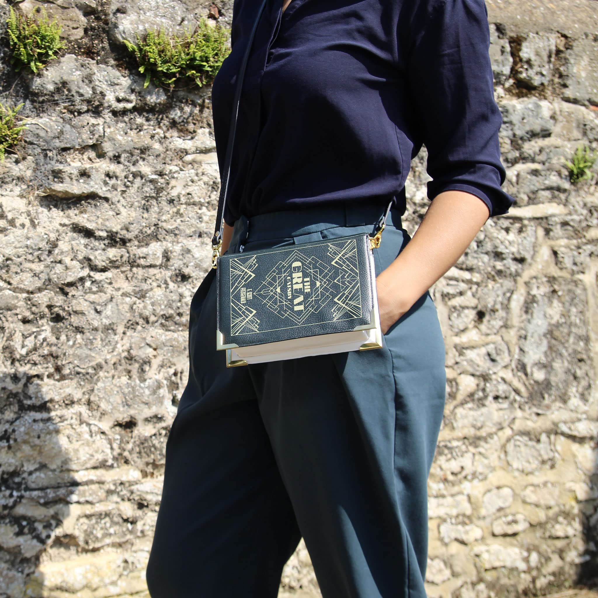 The Great Gatsby Vegan Leather Crossbody Purse for Women - Large Book Lover Handbag for Reading, Travel & Everyday Use