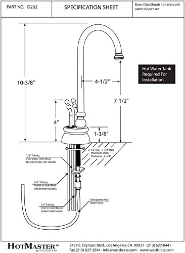 Westbrass D262-12 Docalorah 10-Inch 2-Handle Hot and Cold Water Dispenser Faucet - Oil Rubbed Bronze Finish (Tank Sold Separately) - Perfect for Kitchen Sinks, Bar Areas, and Office Water Coolers