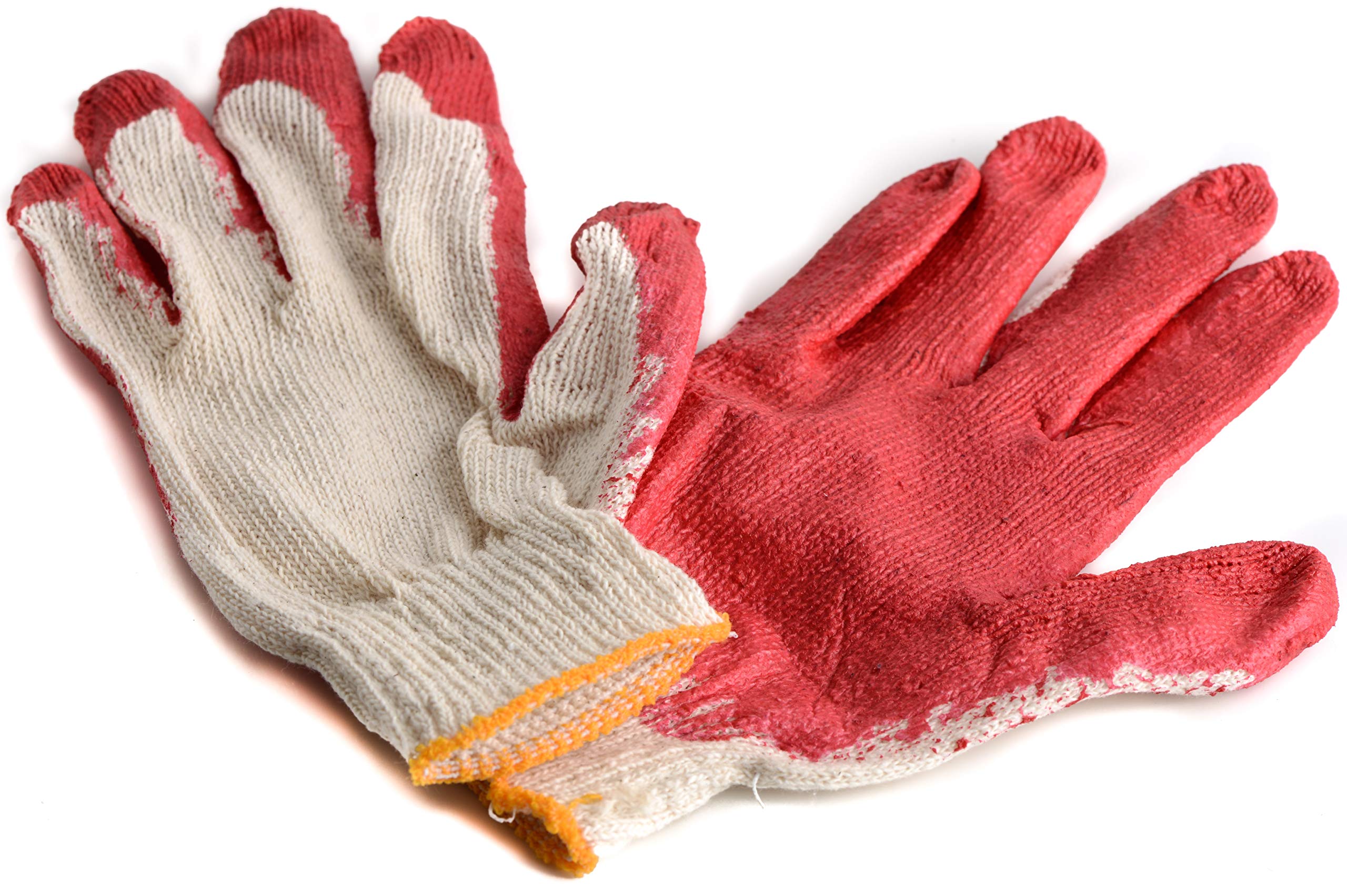 EcoQuality Red Latex Coated Cotton Work Gloves - Heavy Duty Grip for Construction, Safety, Moving, Landscaping & Mechanic Work - Perfect for General Labor & Disposable Use - Ideal for DIY Projects, Warehouse Work & Outdoor Activities