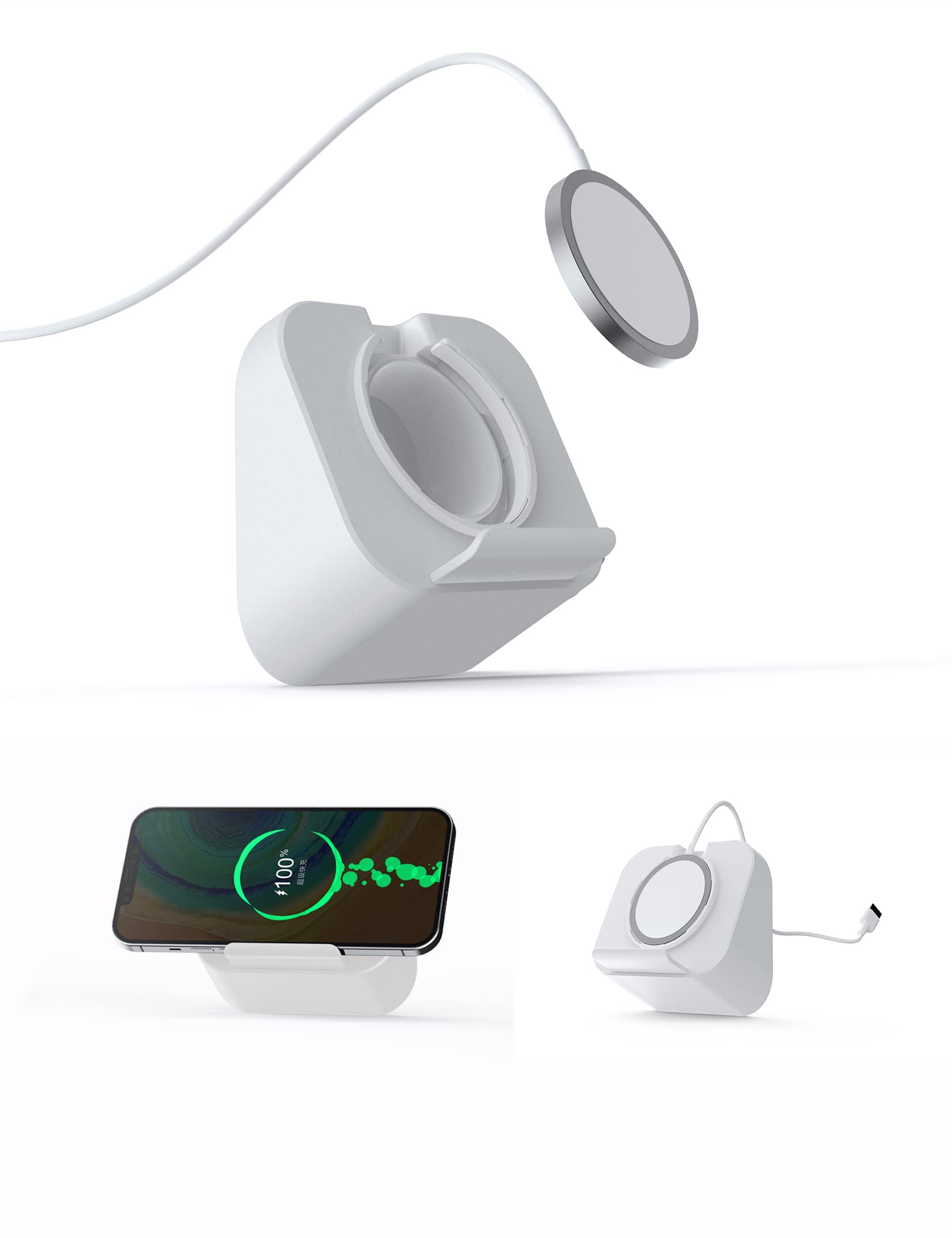 Magnetic Phone Wall Mount for Magsafe Charger - Compatible with iPhone 12/12 Pro/13 Pro Max Holder - White Magsafe Accessories (Charger Not Included) - Perfect for Bedroom, Office & Car Use