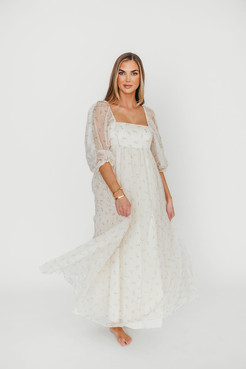 Butter Floral Smocked Maternity Maxi Dress - Bump Friendly, Inclusive Sizing S-3XL for Pregnancy, Baby Showers & Summer Vacations