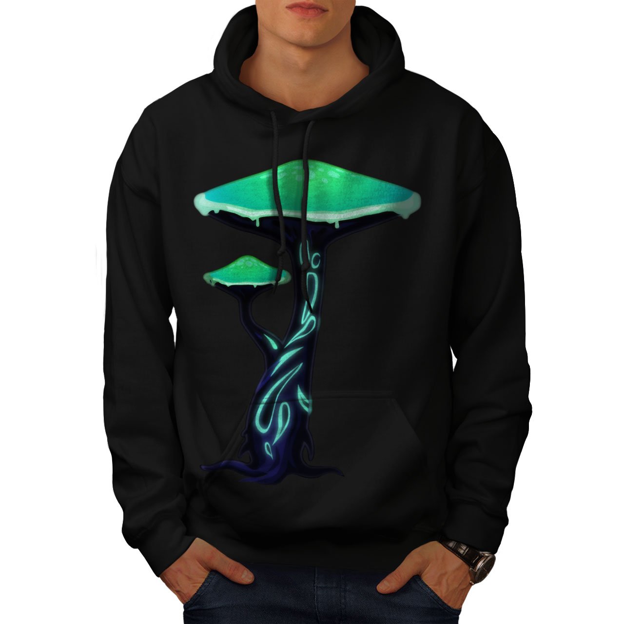 Toxic Mushroom Print Men's Hoodie - Nature Themed Hooded Sweatshirt for Outdoor Adventures & Streetwear Fashion