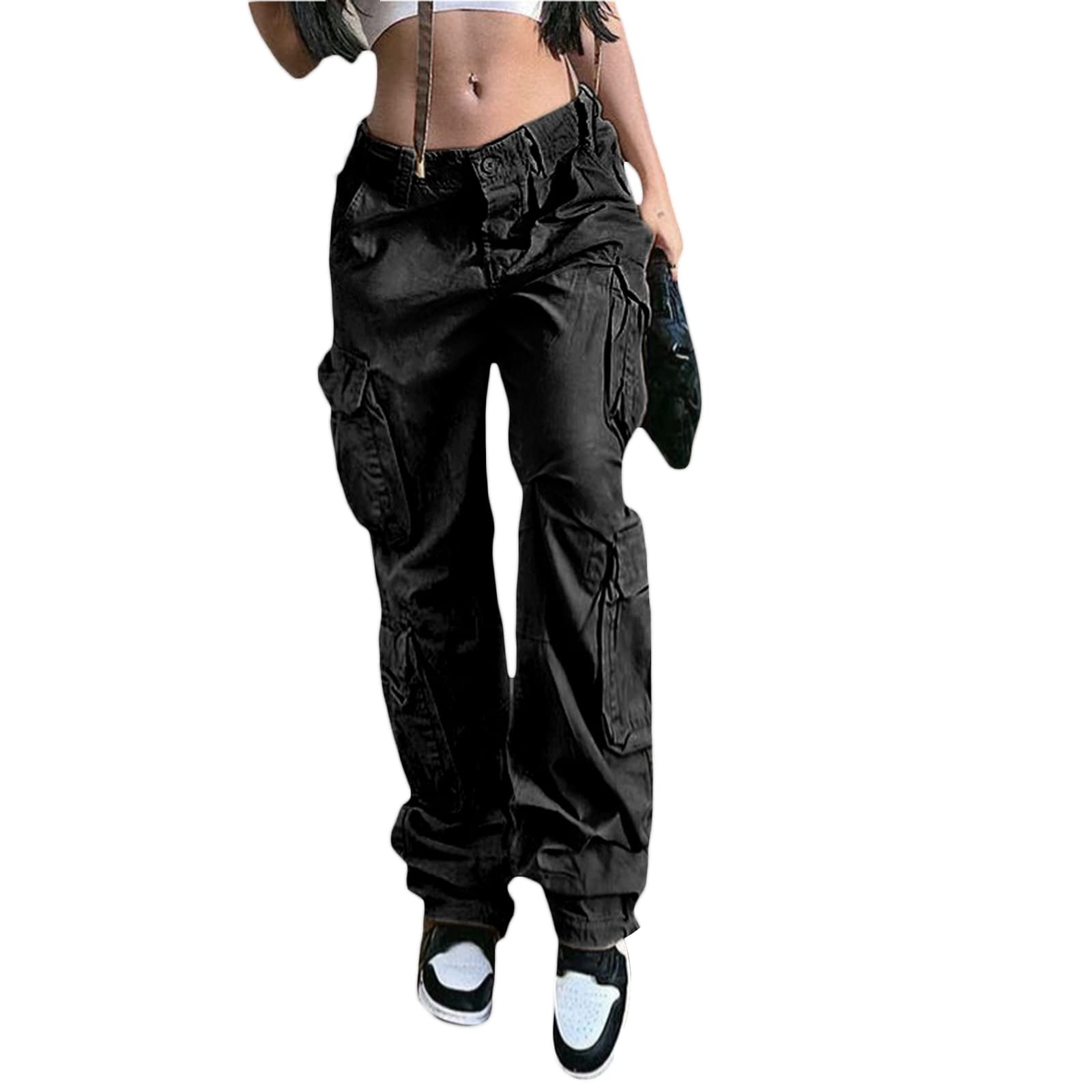 Women's Baggy Cargo Pants with Multiple Pockets - Y2K High Waist Hip Hop Loose Joggers, Casual Streetwear Sweatpants for Women | Perfect for Urban Fashion, Street Style & Everyday Comfort