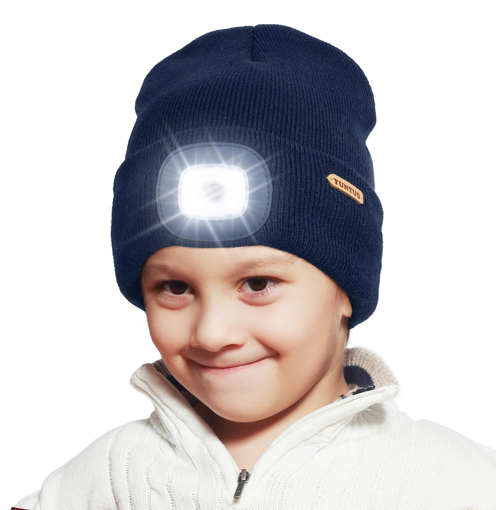 YunTuo Fleece Lined Kids Beanie with Built-in LED Headlamp - USB Rechargeable Winter Hat for Boys & Girls | Perfect for Outdoor Activities, Camping, Hiking & Nighttime Safety