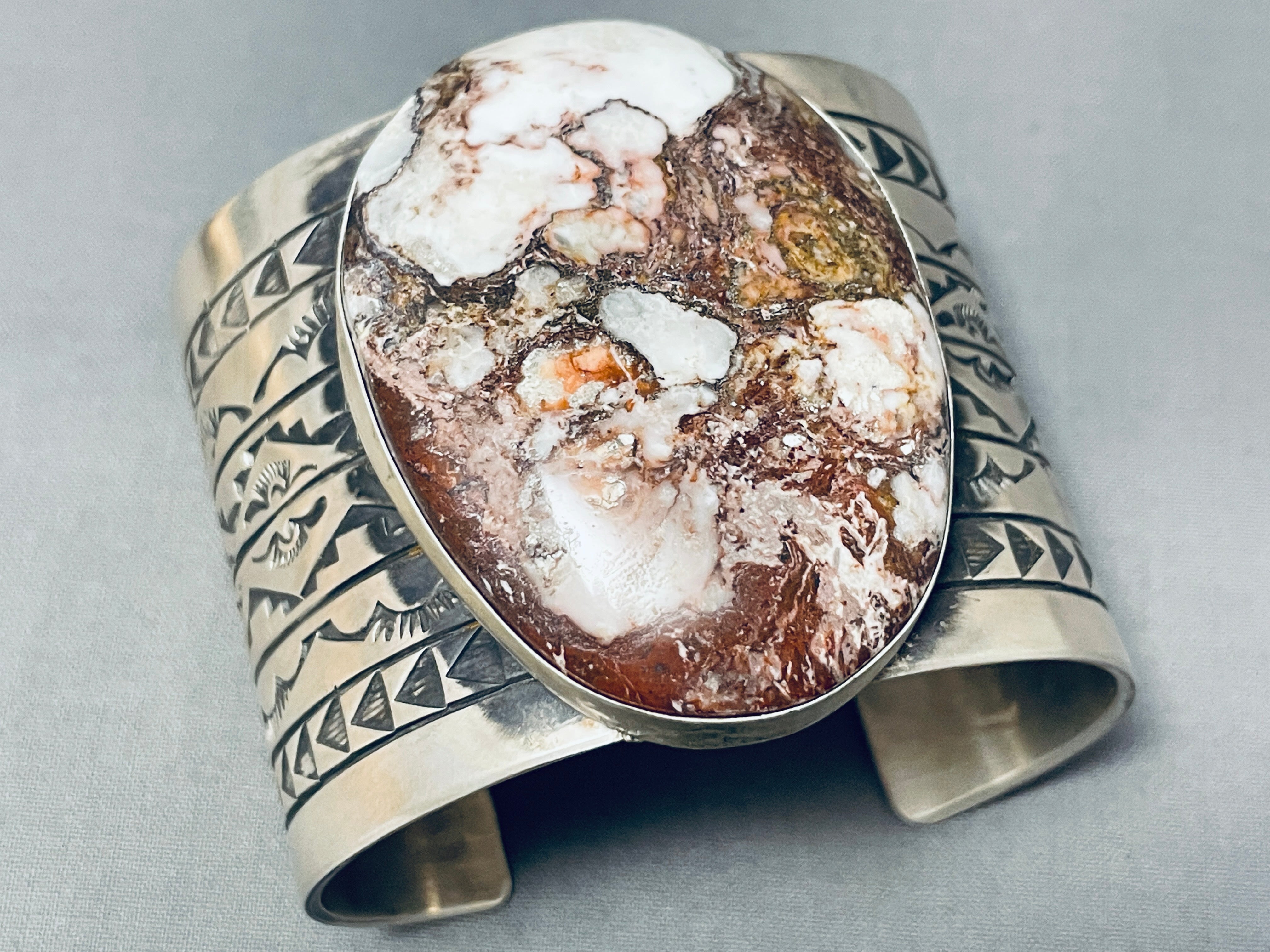165 Gram Rand Endito Native American Navajo Agate Sterling Silver Cuff Bracelet - Handmade Jewelry for Women, Boho Chic Accessory for Festivals & Special Occasions