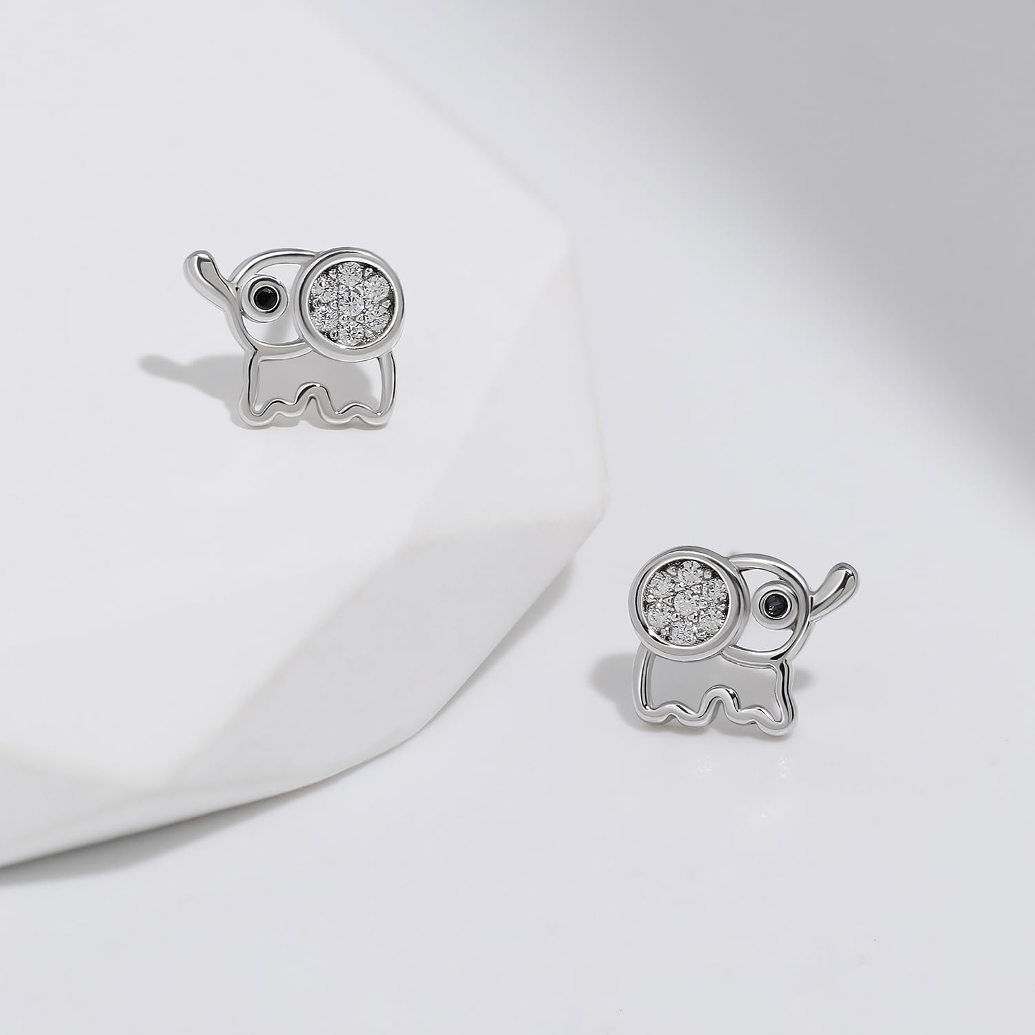 Meissa Sterling Silver Elephant Stud Earrings for Girls - Cute Animal Jewelry, Rose Gold Plated Studs, Novelty Earrings Gift for Kids, Women | Perfect for Birthdays, Parties & Everyday Wear