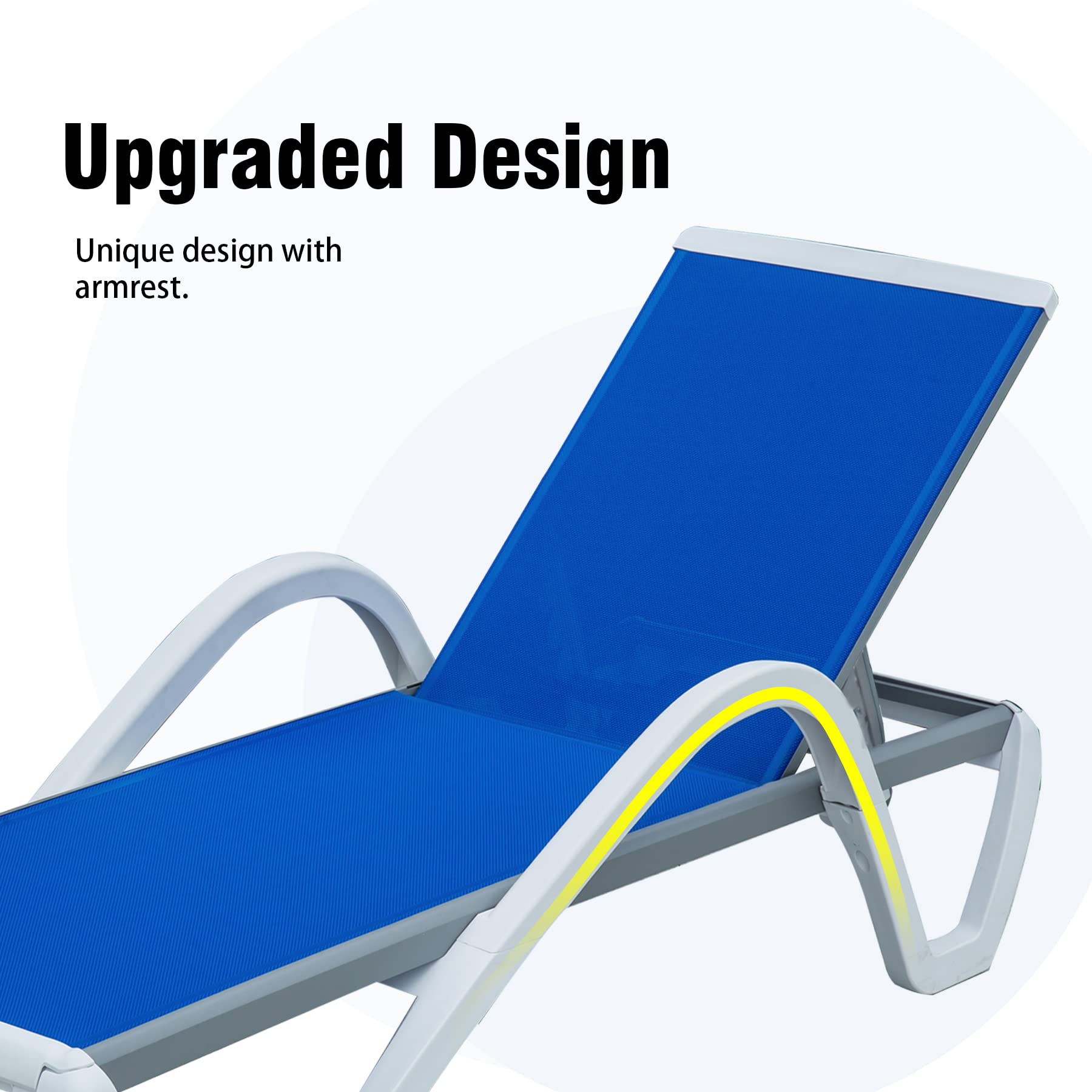 Domi Adjustable Aluminum Pool Lounge Chair - All-Weather Outdoor Chaise Lounge with Armrest for Patio, Poolside, Lawn & In-Pool Use - Includes Side Table (Blue) - Perfect for Sunbathing, Relaxing & Backyard Lounging