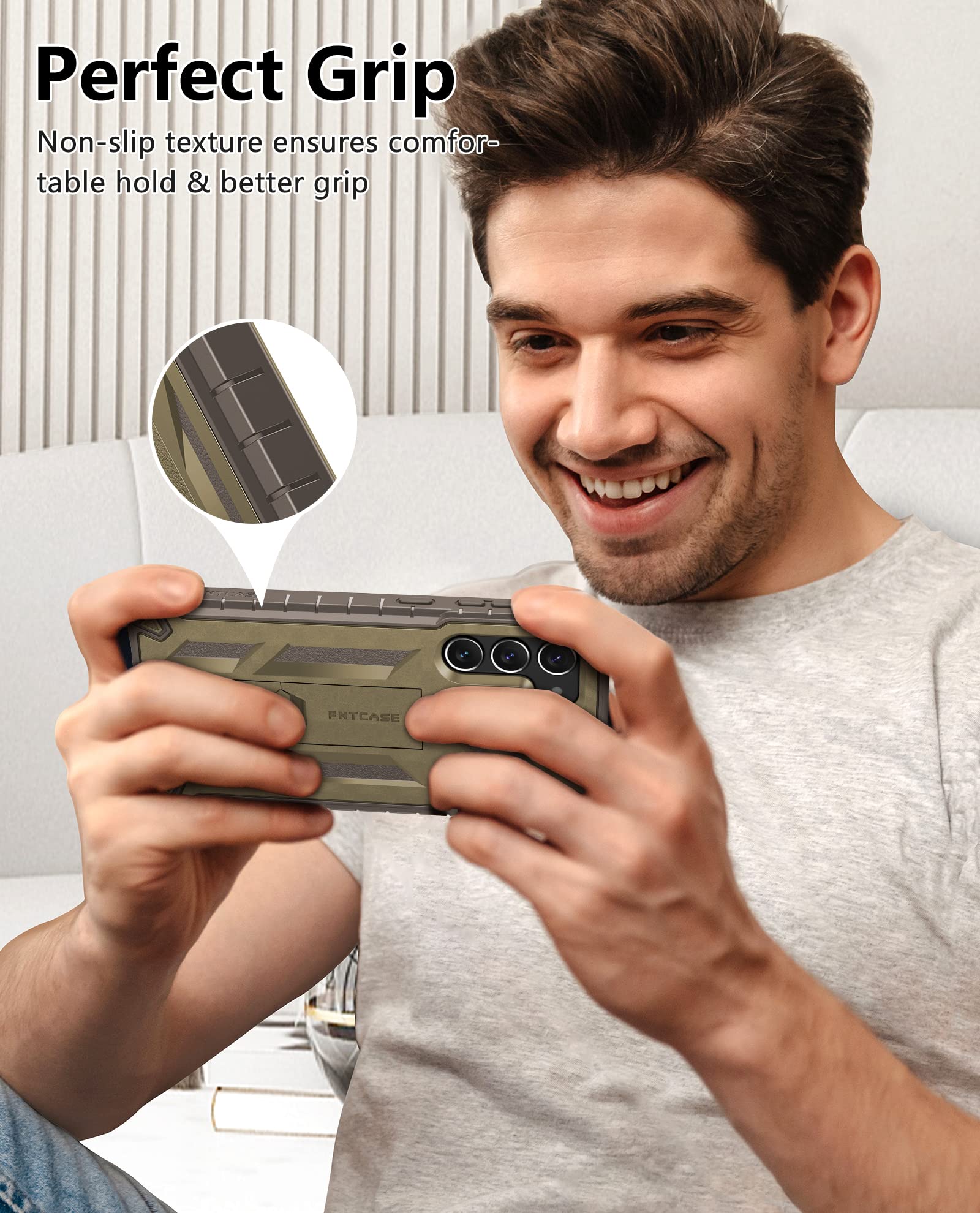 FNTCASE for Samsung Galaxy S23 Case - Military Grade Shockproof Protective Cover with Built-in Screen Protector & Kickstand | Dual Layer Rugged Design, Drop Proof Full Protection for 6.1